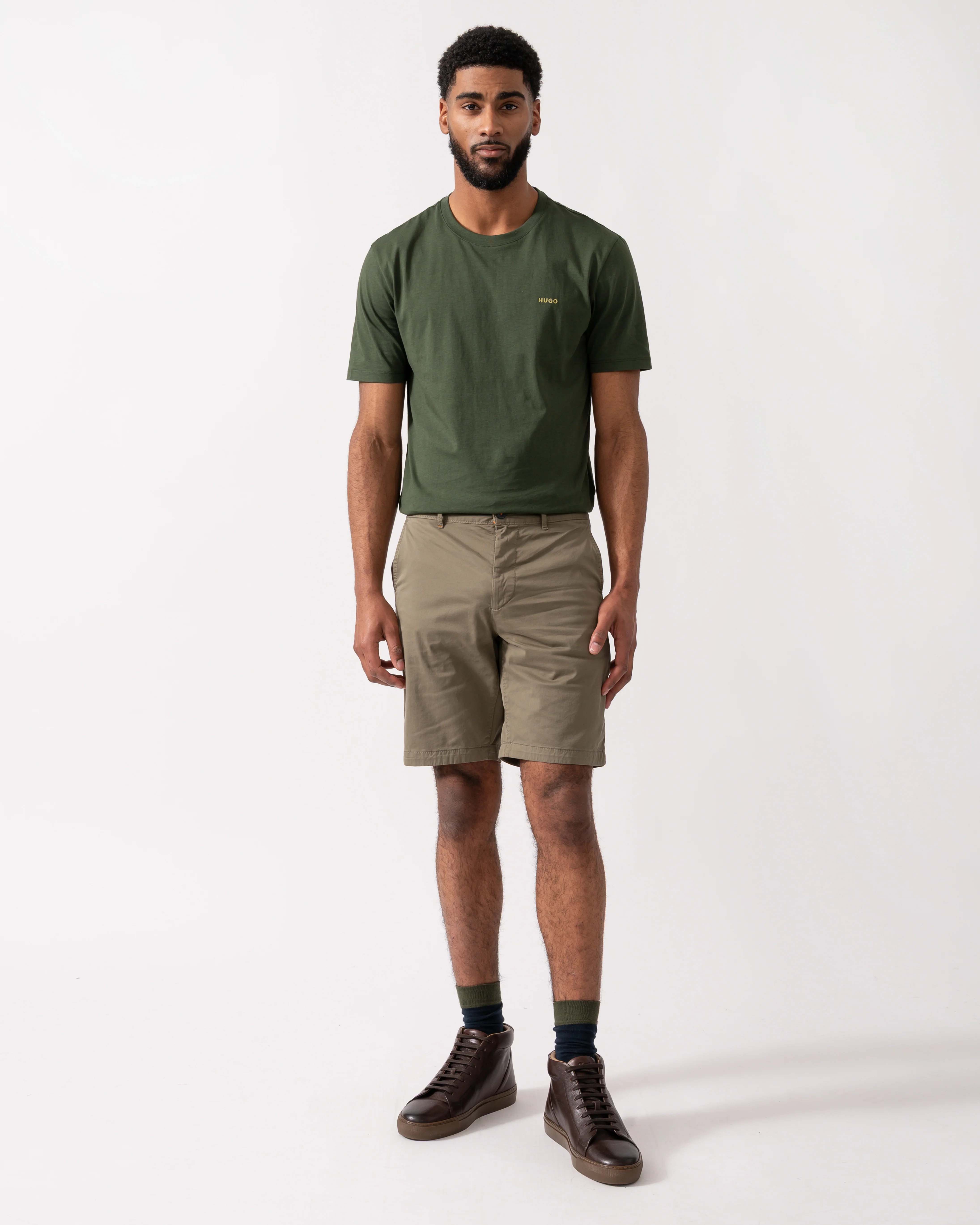 BOSS Orange Mens Slim Fit Chino Shorts in Stretch Cotton Twill - Open Green 342 - Image 2