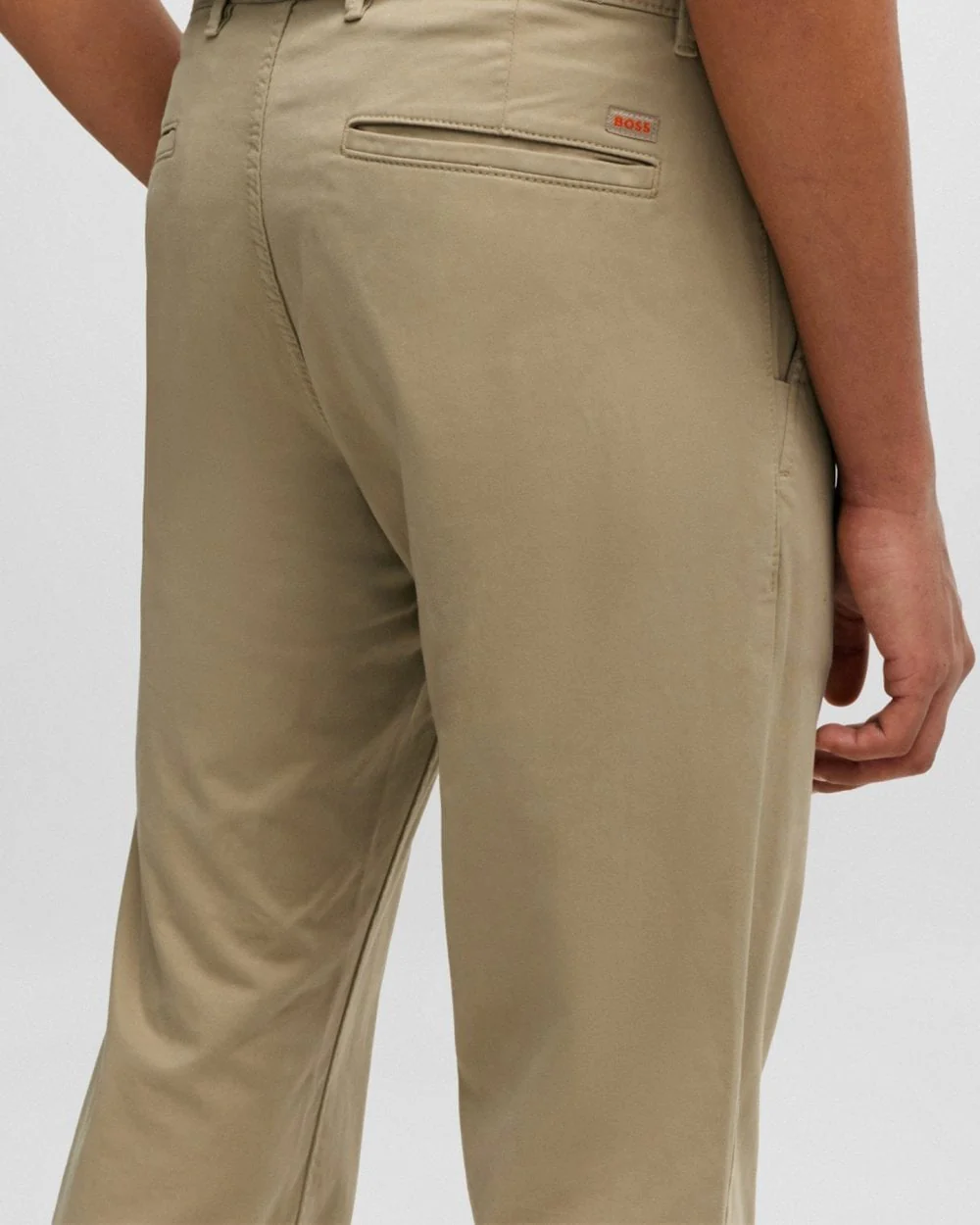BOSS Orange Mens Slim Fit Chinos in Stretch-Cotton Satin NOS - Beige 239 - Image 2