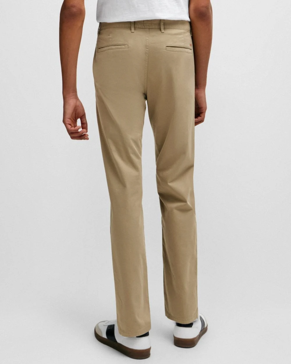 BOSS Orange Mens Slim Fit Chinos in Stretch-Cotton Satin NOS - Beige 239 - Image 4