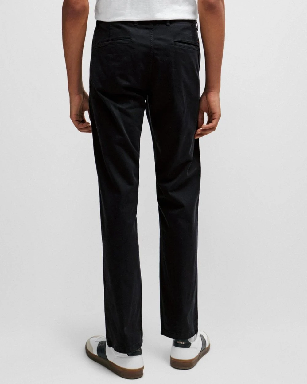 BOSS Orange Mens Slim Fit Chinos in Stretch-Cotton Satin NOS - Black 001 - Image 4