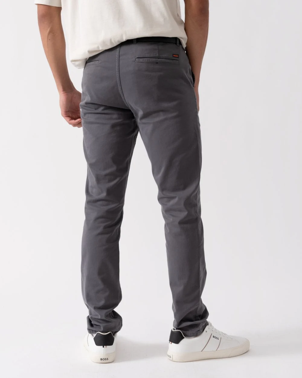 BOSS Orange Mens Slim Fit Chinos in Stretch-Cotton Satin NOS - Grey 020 - Image 2