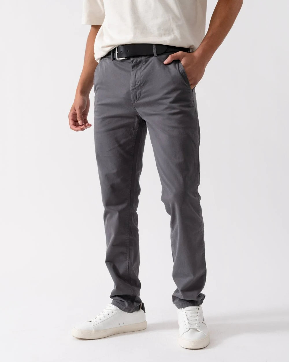 BOSS Orange Mens Slim Fit Chinos in Stretch-Cotton Satin NOS - Grey 020 - Image 3