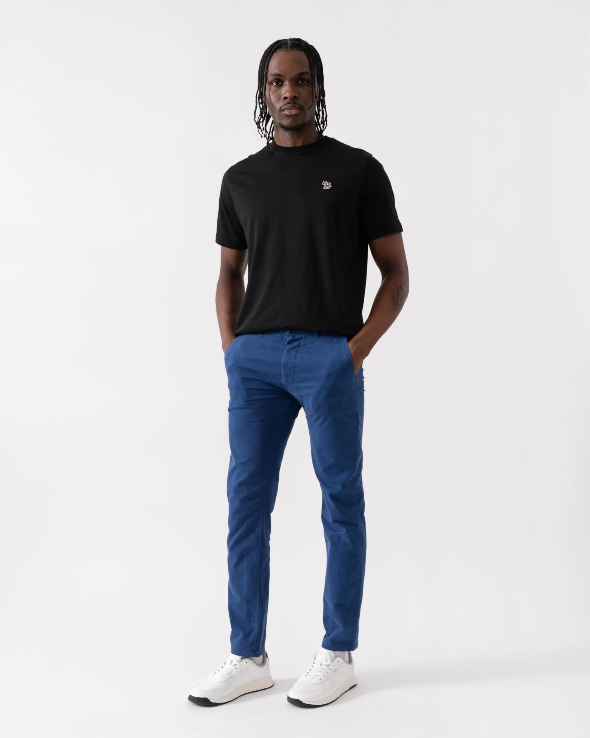 BOSS Orange Mens Slim Fit Chinos in Stretch-Cotton Satin - Open Blue 494 - Image 2