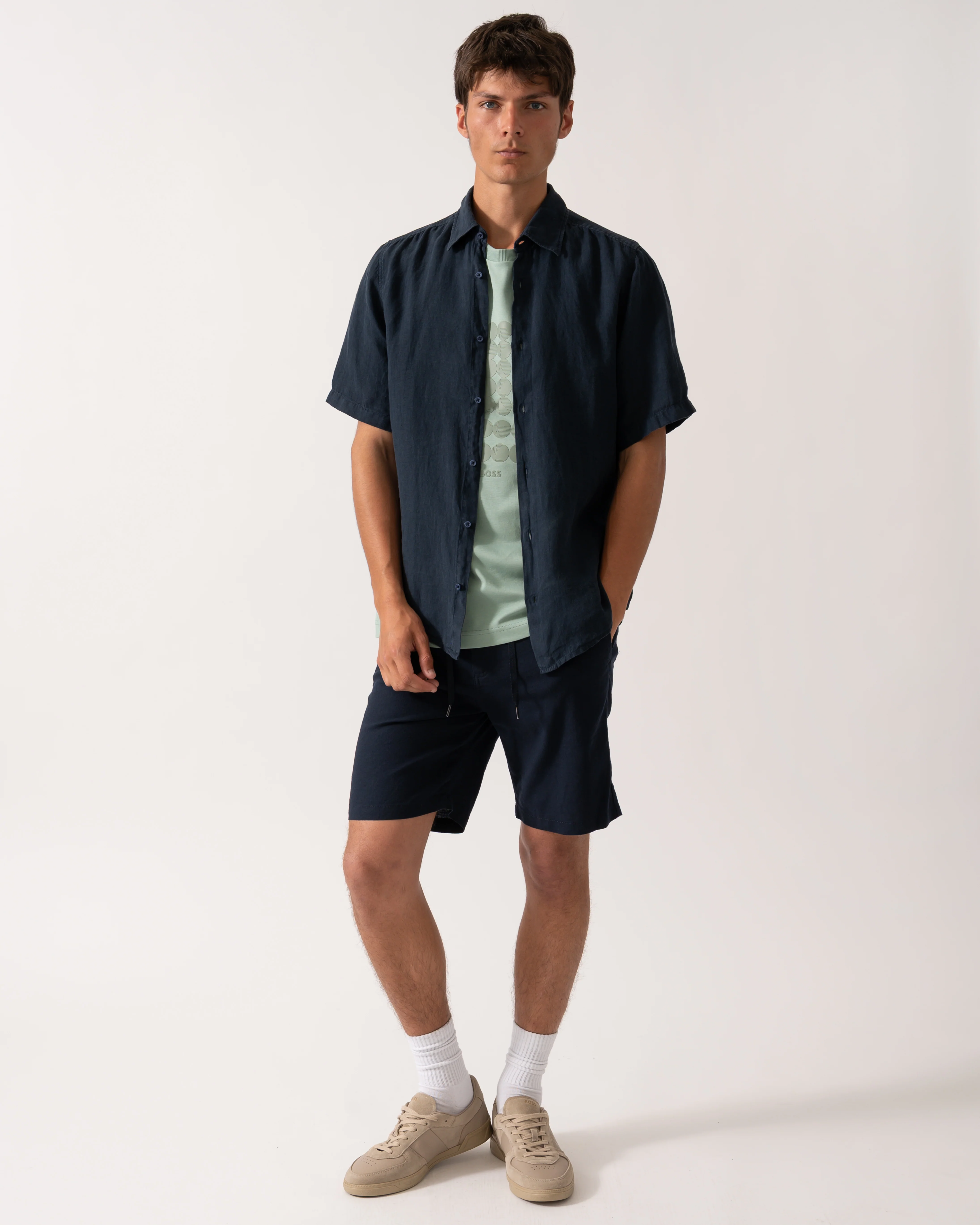 BOSS Orange Mens Tapered Chino Shorts - Dark Blue 404 - Image 2