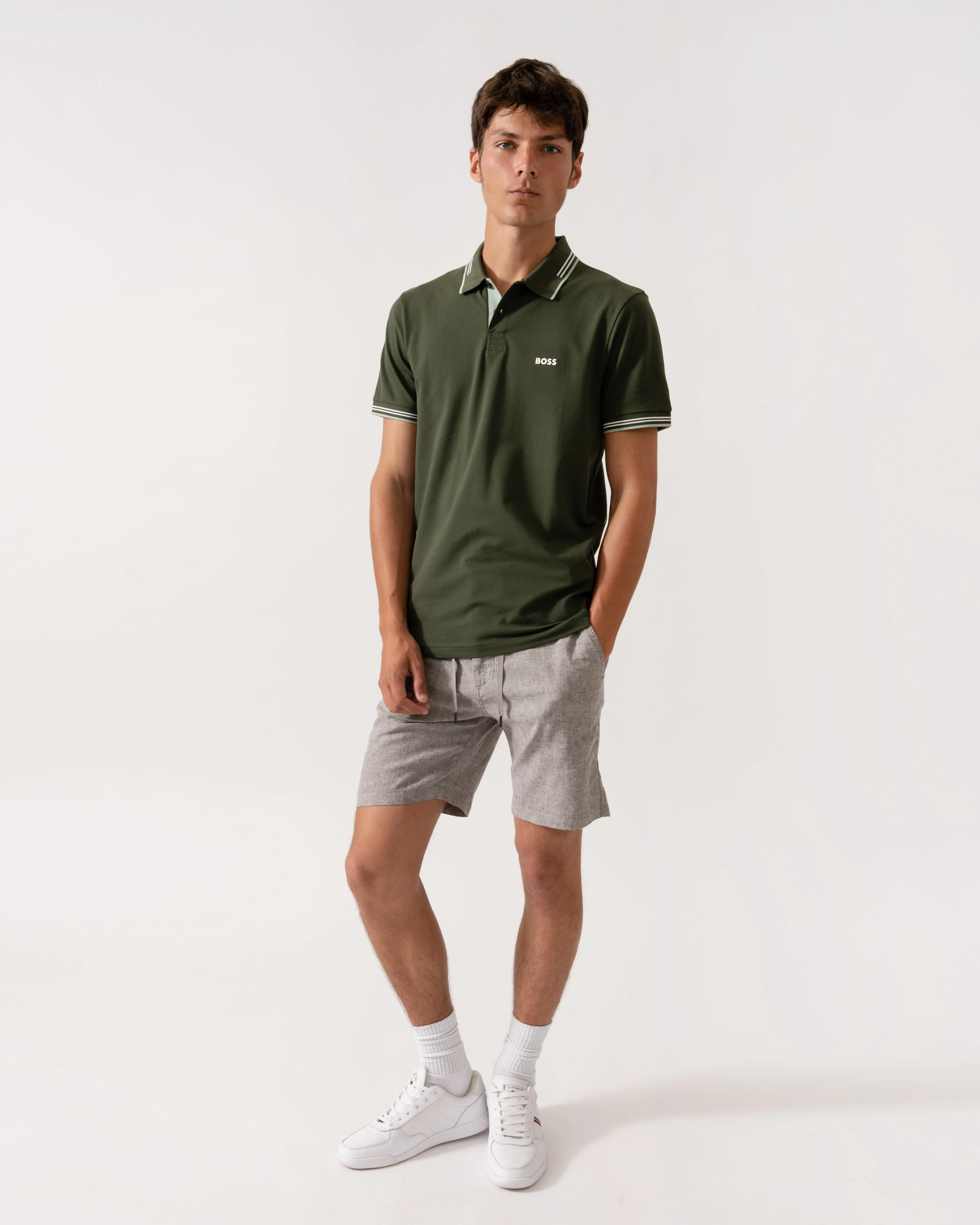 BOSS Orange Mens Tapered Chino Shorts - Open Beige 294 - Image 3
