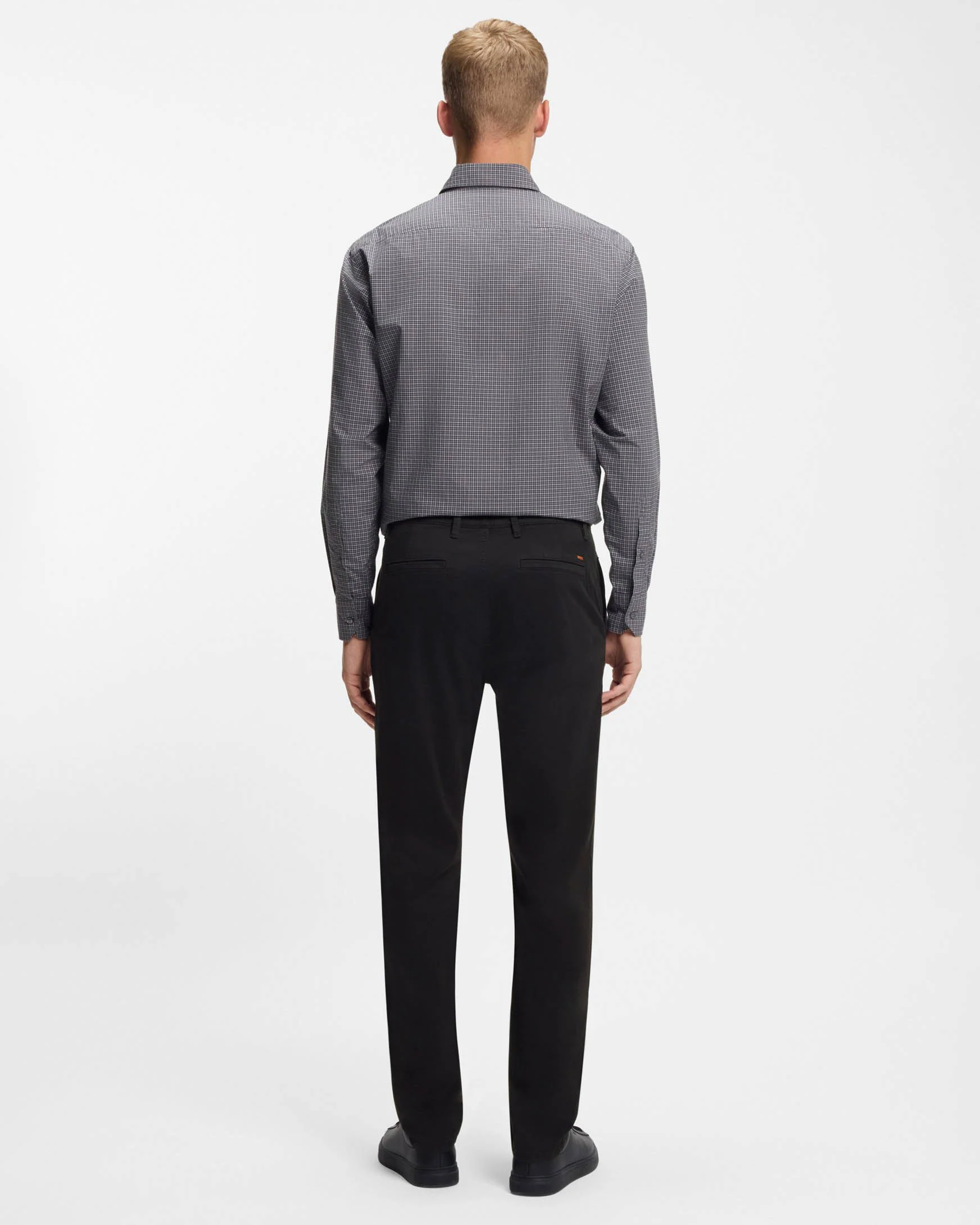 BOSS Orange Mens Tapered-Fit Chinos in Stretch-Cotton Satin - Black 001 - Image 3