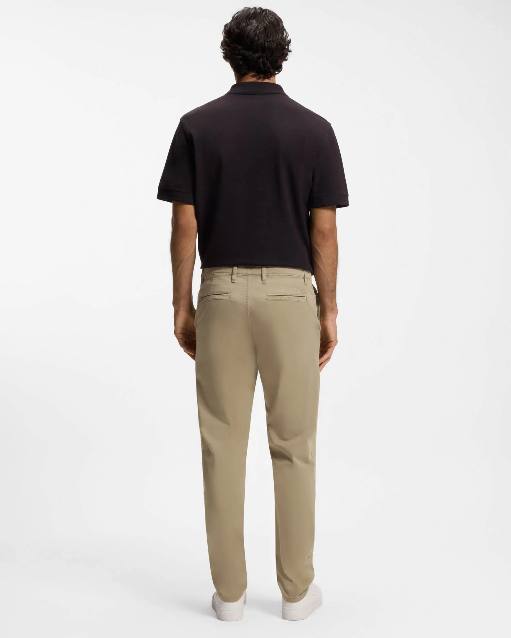 BOSS Orange Mens Tapered-Fit Chinos in Stretch-Cotton Satin - Light/Pastel Brown 239 - Image 3