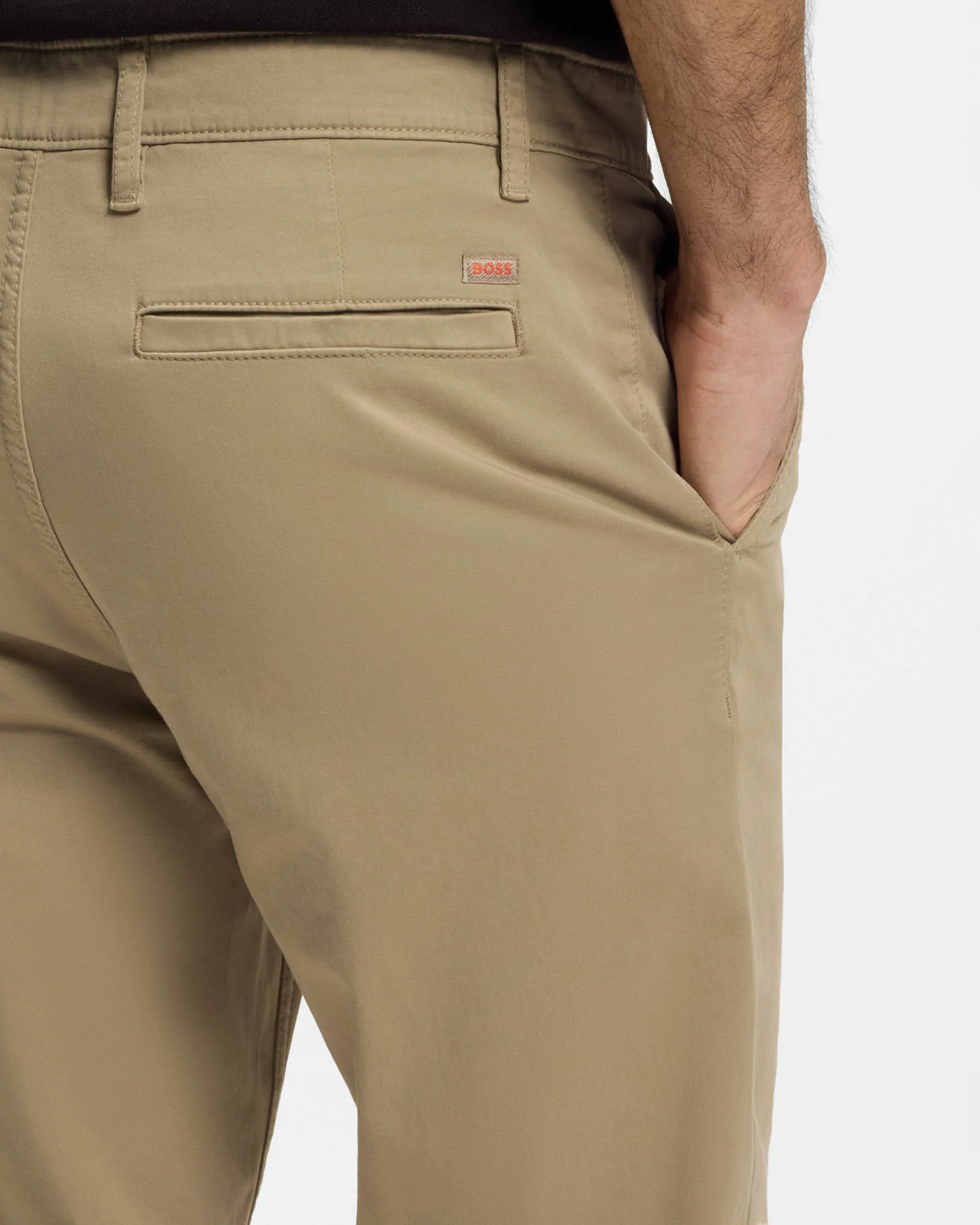 BOSS Orange Mens Tapered-Fit Chinos in Stretch-Cotton Satin - Light/Pastel Brown 239 - Image 4