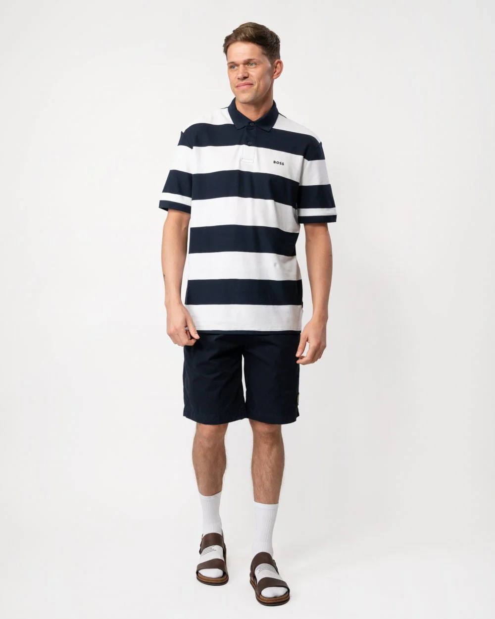 BOSS Orange Mens Thick Stripe Polo Shirt - Image 3