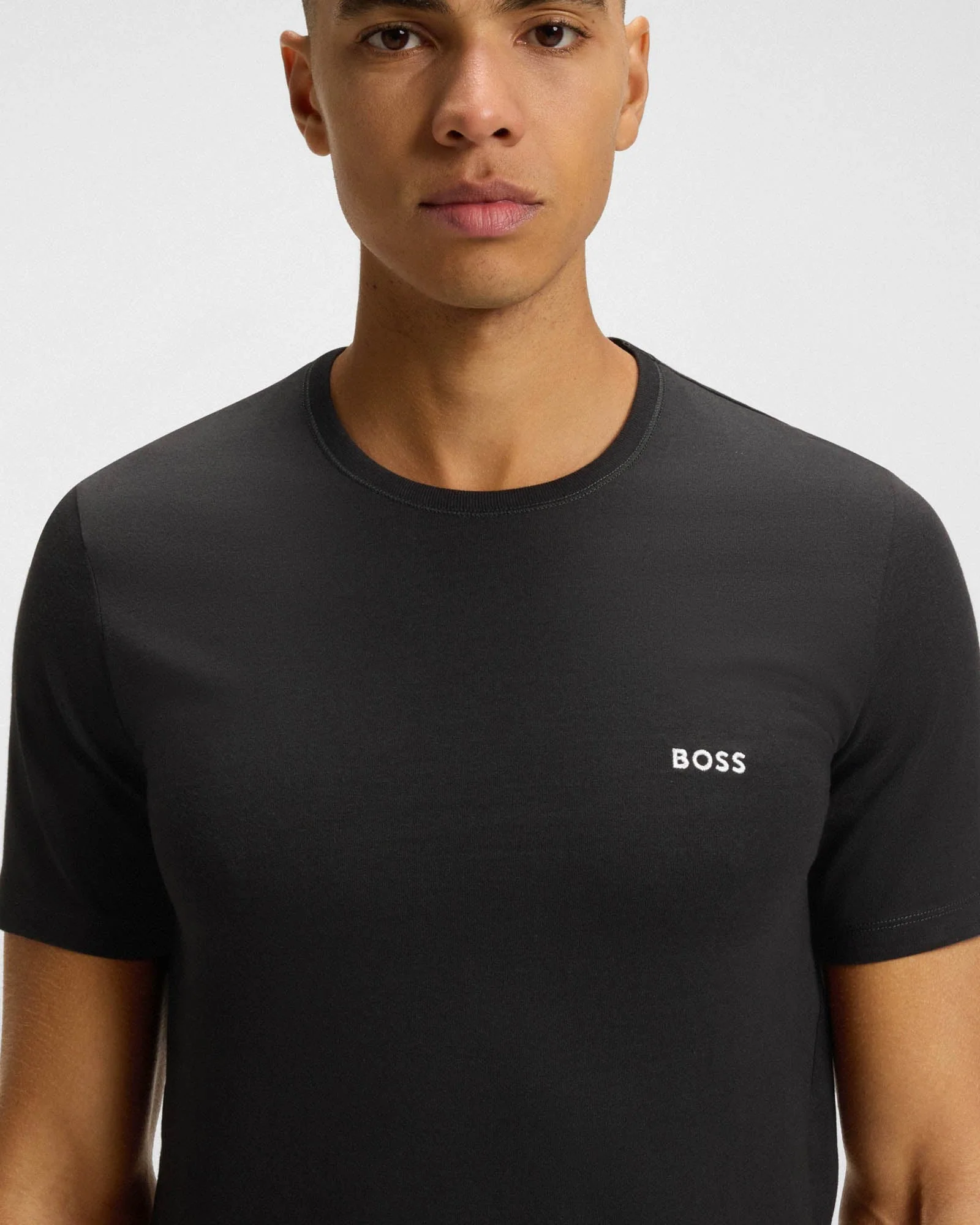BOSS Orange Mens Three-Pack of Cotton Underwear T-Shirts with Logo Embroidery - Green/Black/Grey 983 - Image 4