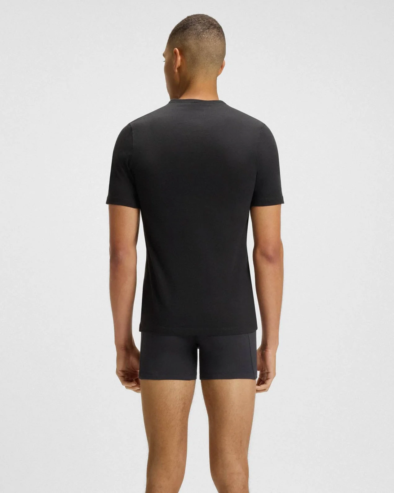 BOSS Orange Mens Three-Pack of Cotton Underwear T-Shirts with Logo Embroidery - Green/Black/Grey 983 - Image 5