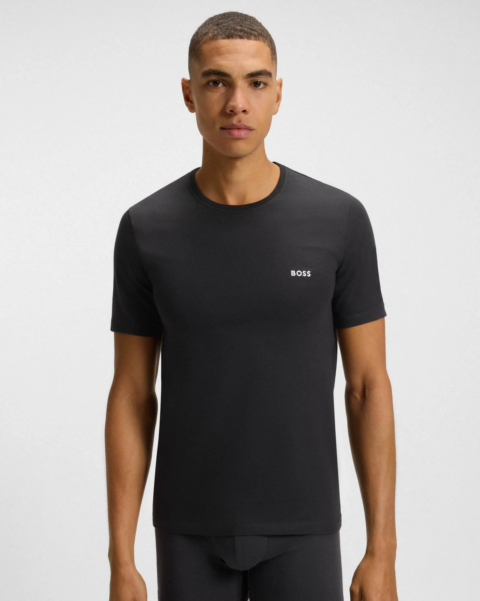 BOSS Orange Mens Three-Pack of Cotton Underwear T-Shirts with Logo Embroidery - Green/Black/Grey 983 - Image 6