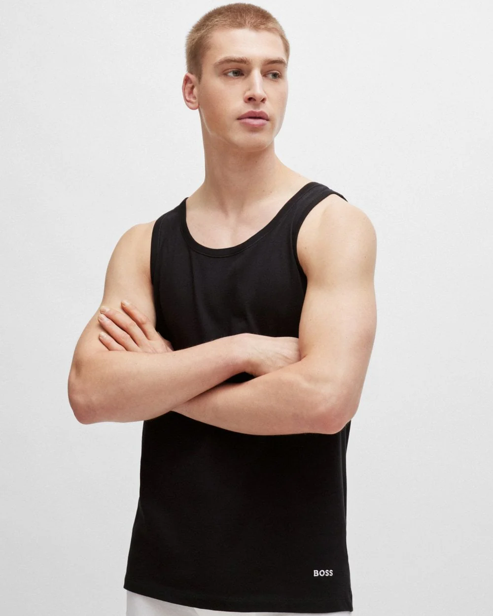 BOSS Orange Mens Three-Pack of Tank-Top Vests in Cotton - Image 2