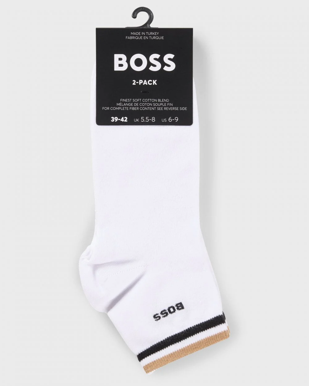 BOSS Orange Mens Two-Pack of Short Length Socks with Signature Stripe NOS - White 100 - Image 3