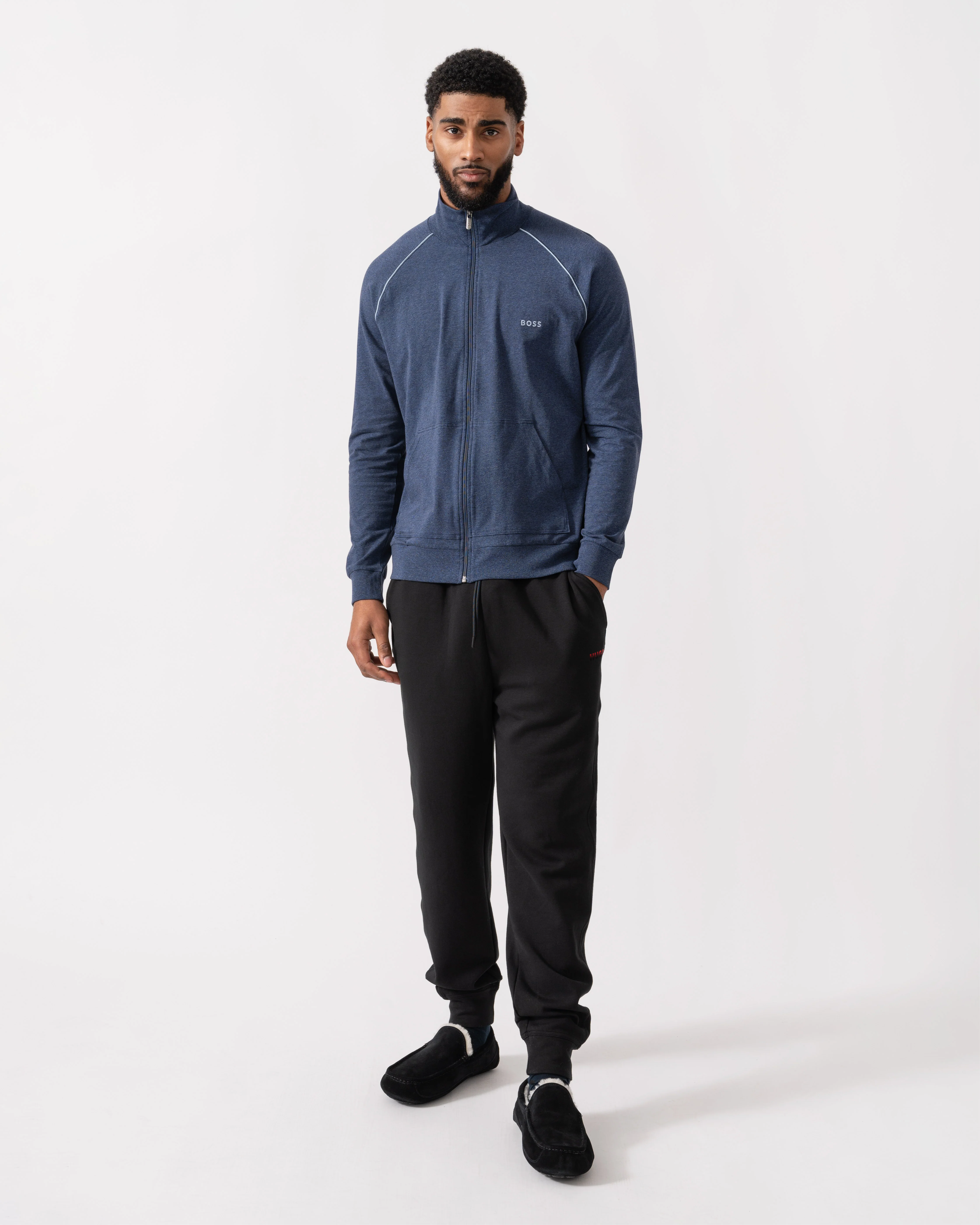 BOSS Orange Mix & Match Full Zip Loungewear Jacket - Open Blue 460 - Image 3