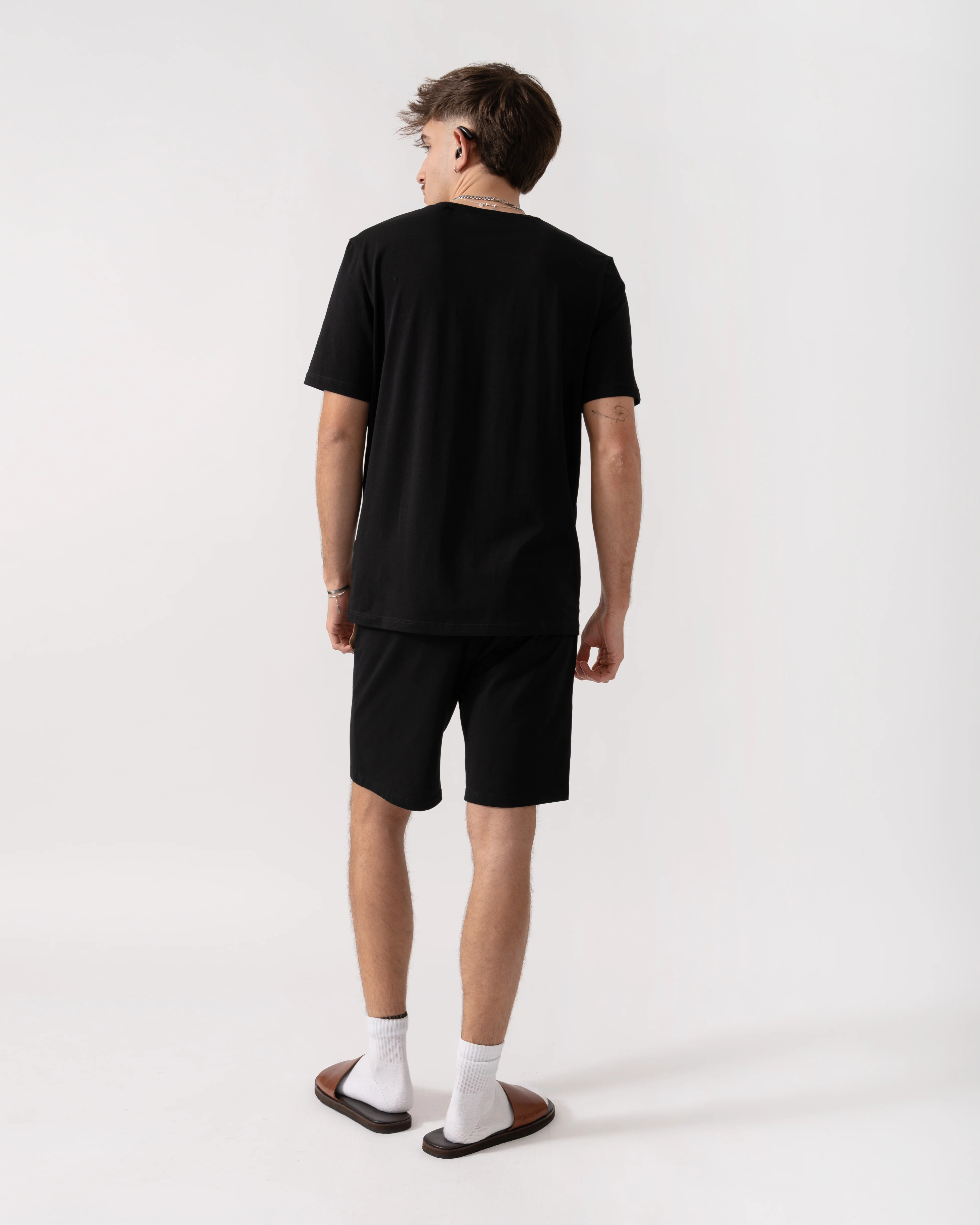 BOSS Orange Mix & Match Mens Loungewear T-Shirt with Embroidered Logo - Black 001 - Image 4