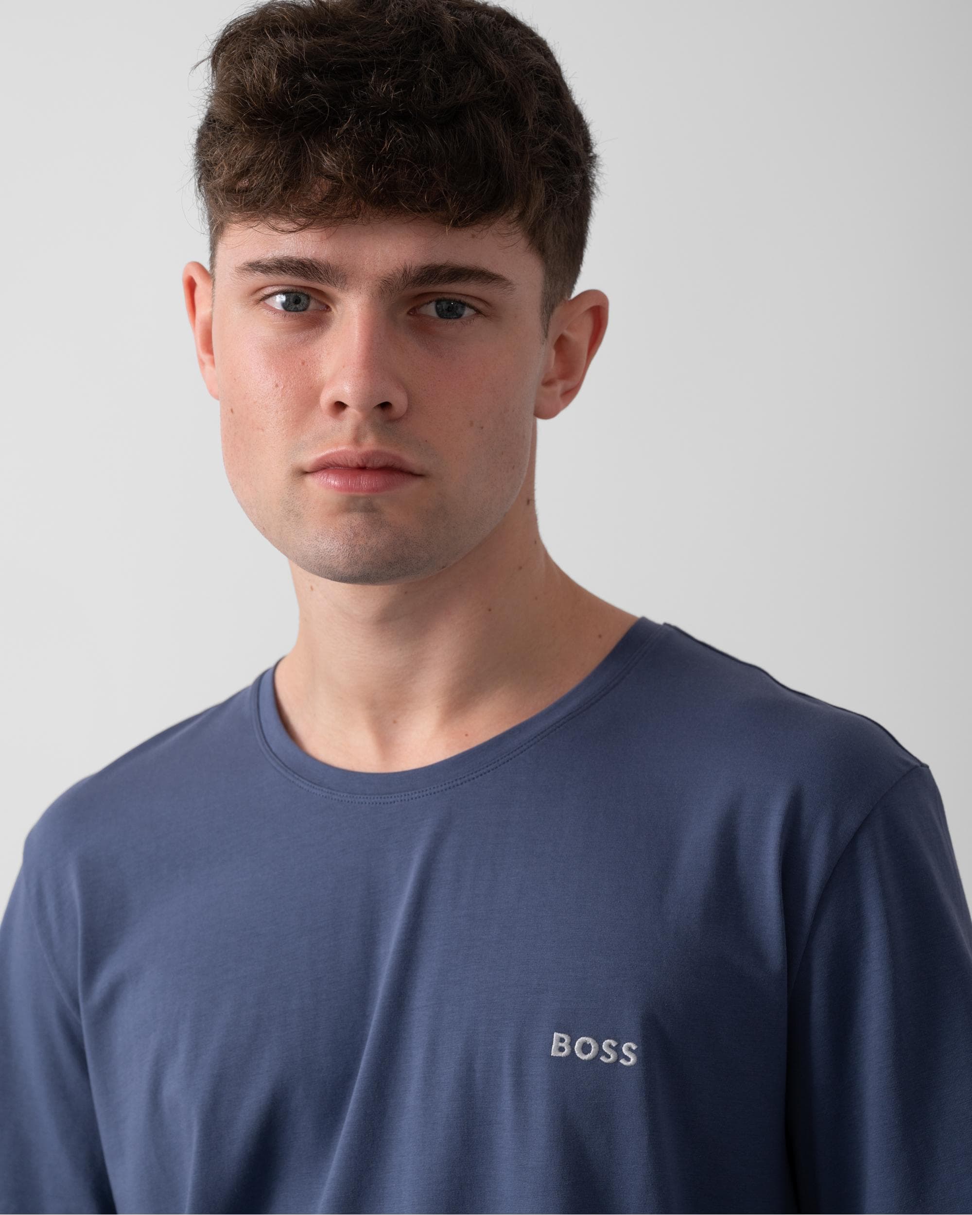 BOSS Orange Mix&Match Mens Stretch-Cotton Loungewear T-Shirt with Embroidered Logo - Navy 412 - Image 2