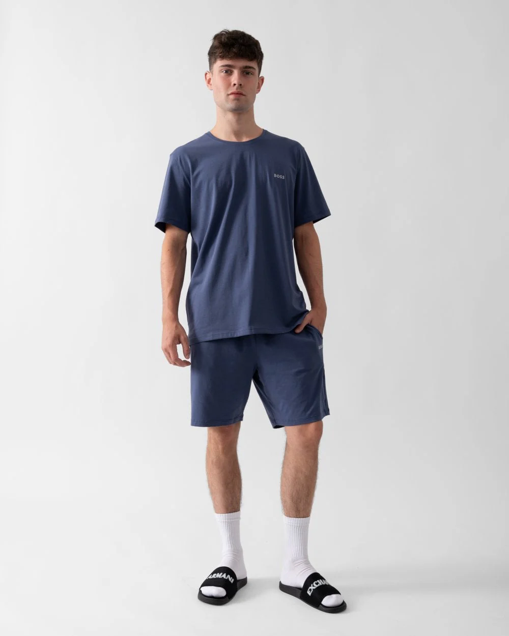 BOSS Orange Mix&Match Mens Stretch-Cotton Loungewear T-Shirt with Embroidered Logo - Navy 412 - Image 4