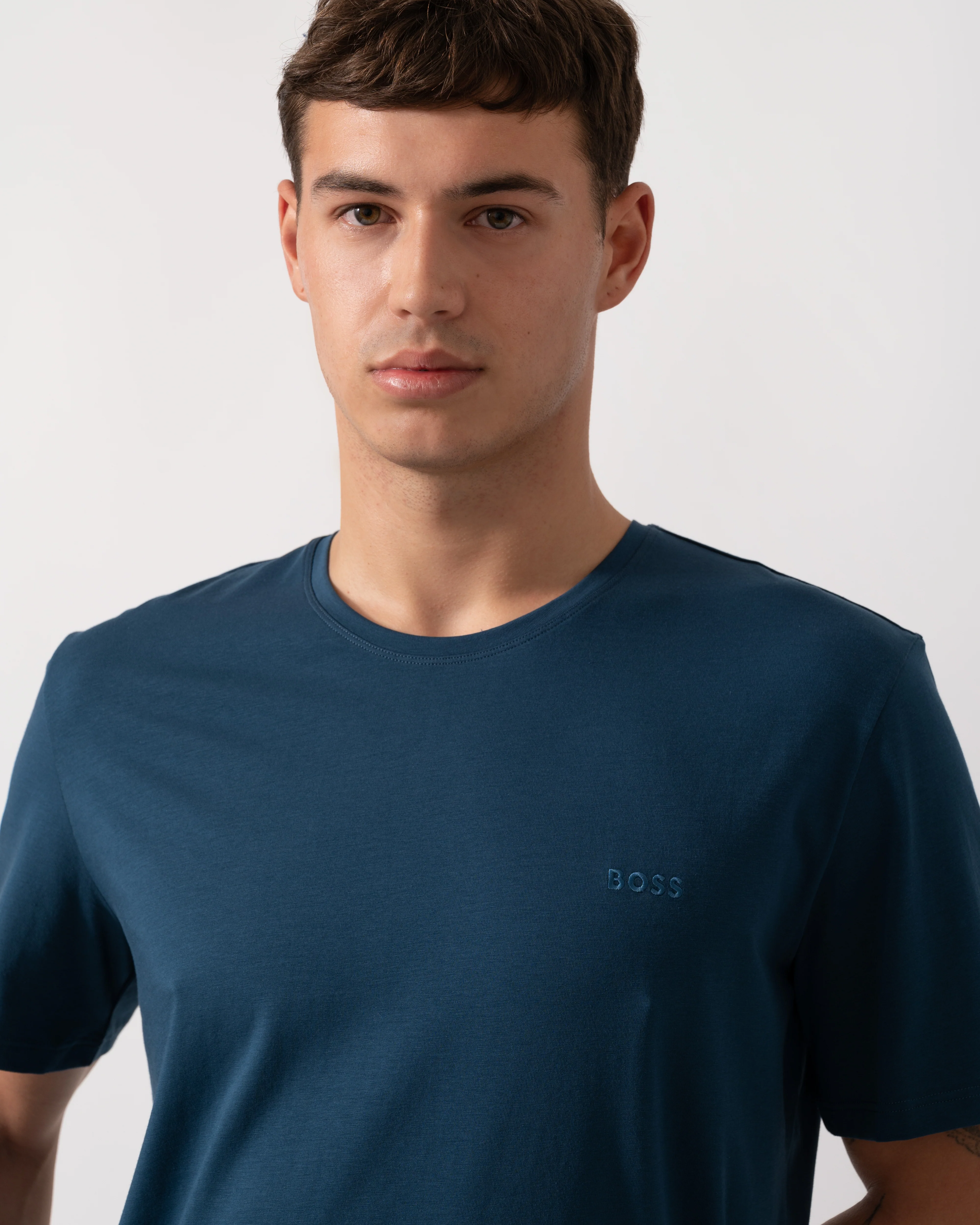 BOSS Orange Mix&Match Mens Stretch-Cotton Loungewear T-Shirt with Embroidered Logo - Open Blue 480 - Image 2