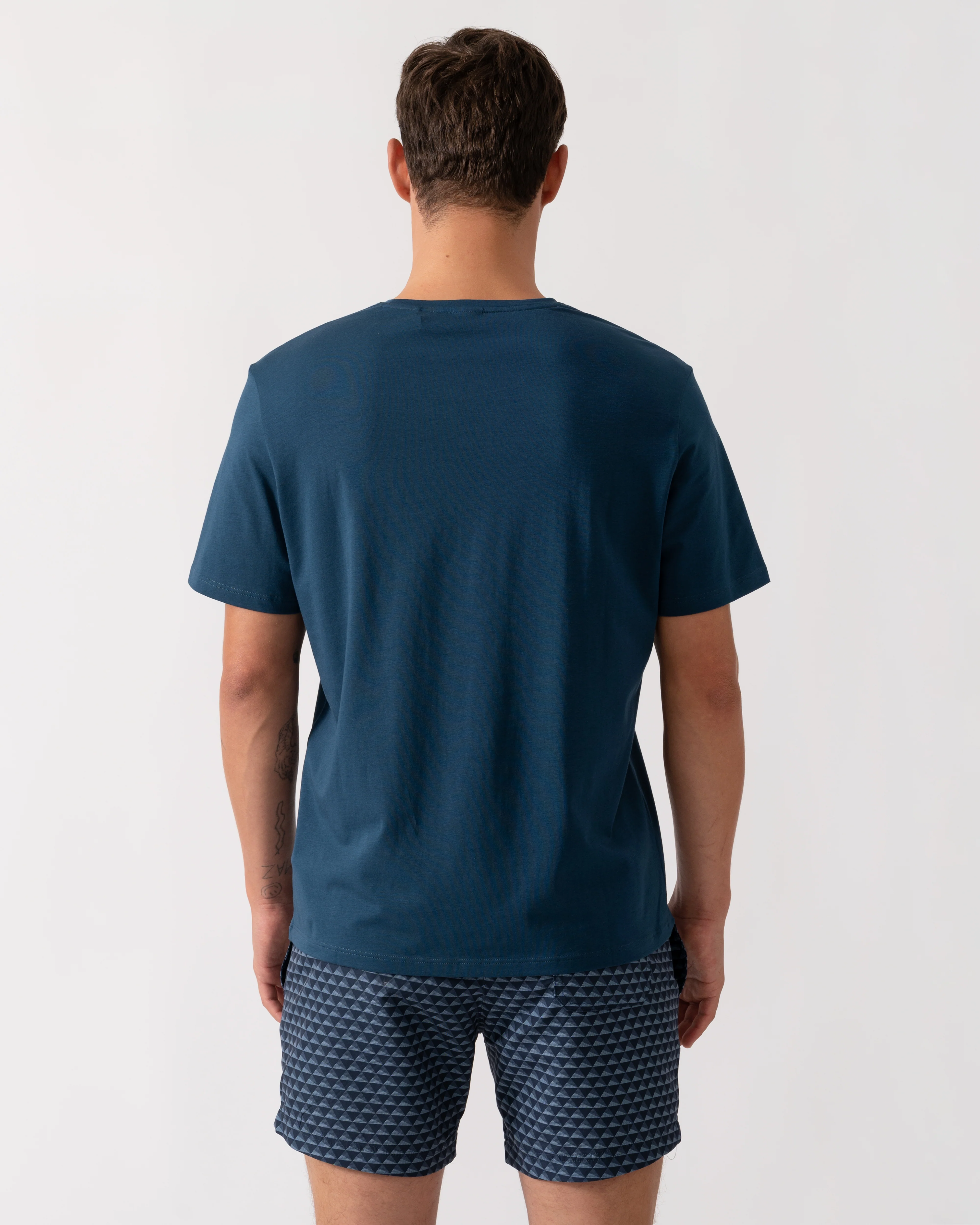 BOSS Orange Mix&Match Mens Stretch-Cotton Loungewear T-Shirt with Embroidered Logo - Open Blue 480 - Image 4