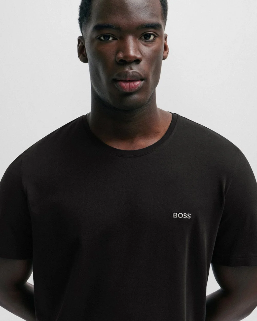 BOSS Orange Mix & Match Mens Stretch-Cotton Regular Fit T-Shirt with Logo Detail NOS - Black 001 - Image 2