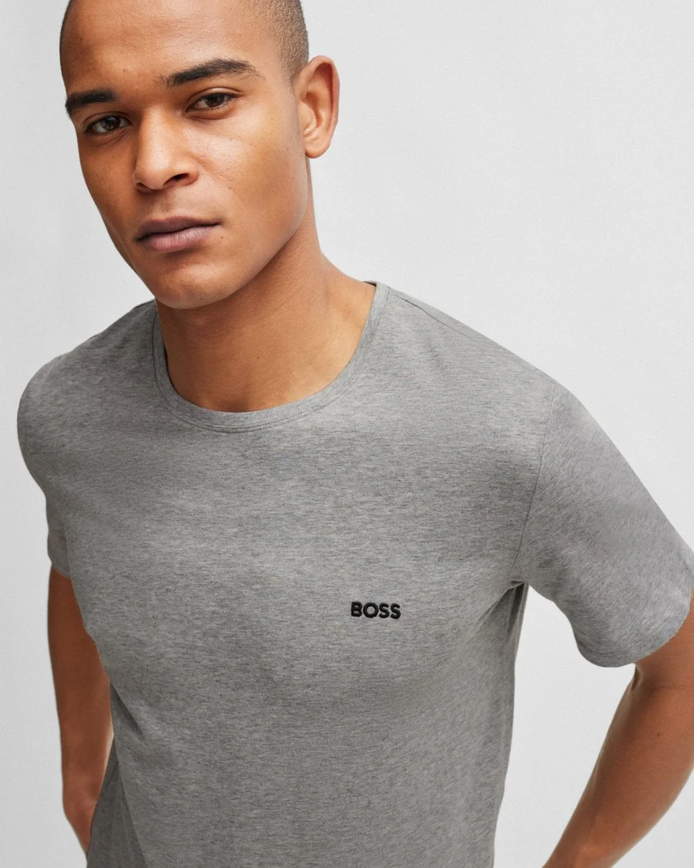 BOSS Orange Mix & Match Mens Stretch-Cotton Regular Fit T-Shirt with Logo Detail NOS - Medium Grey 033 - Image 2