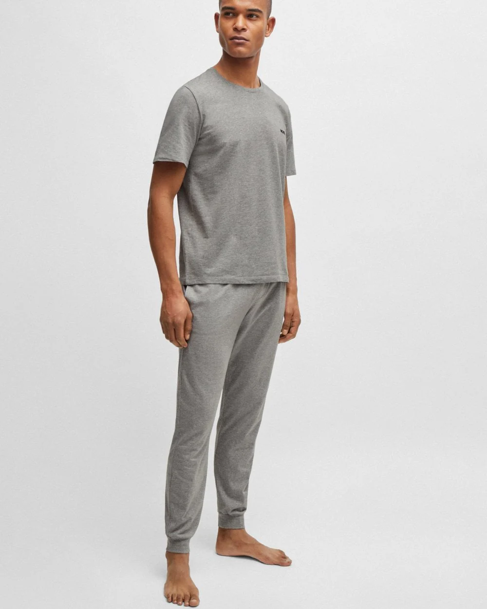 BOSS Orange Mix & Match Mens Stretch-Cotton Regular Fit T-Shirt with Logo Detail NOS - Medium Grey 033 - Image 4