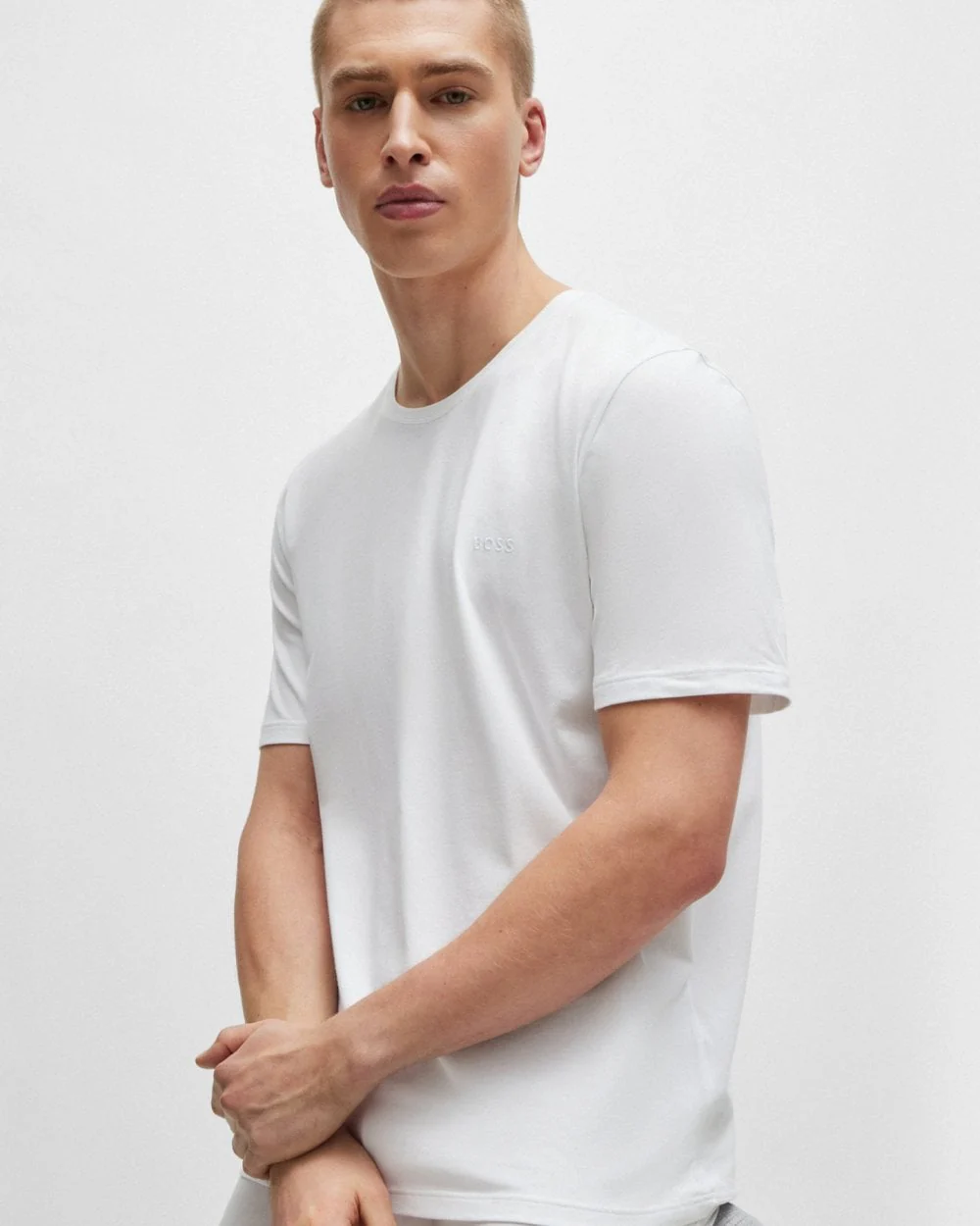 BOSS Orange Mix & Match Mens Stretch-Cotton Regular Fit T-Shirt with Logo Detail NOS - White 100 - Image 2