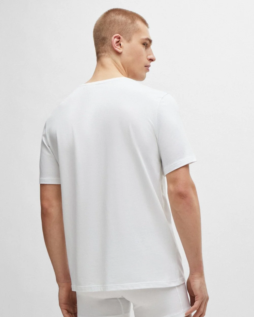 BOSS Orange Mix & Match Mens Stretch-Cotton Regular Fit T-Shirt with Logo Detail NOS - White 100 - Image 4