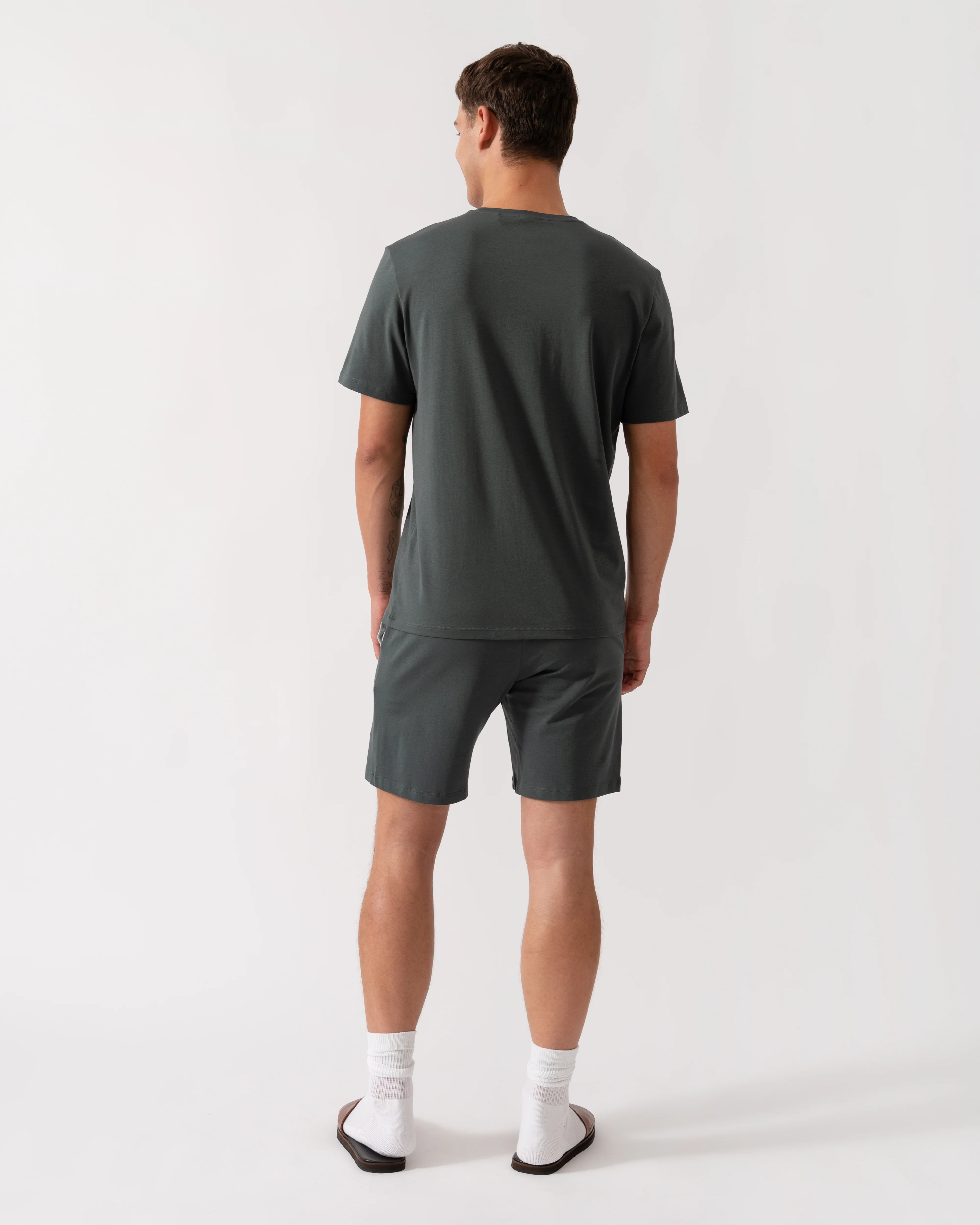 BOSS Orange Mix&Match Mens Stretch-Cotton Regular-Rise Loungewear Shorts with Embroidered Logo - Open Green 345 - Image 3