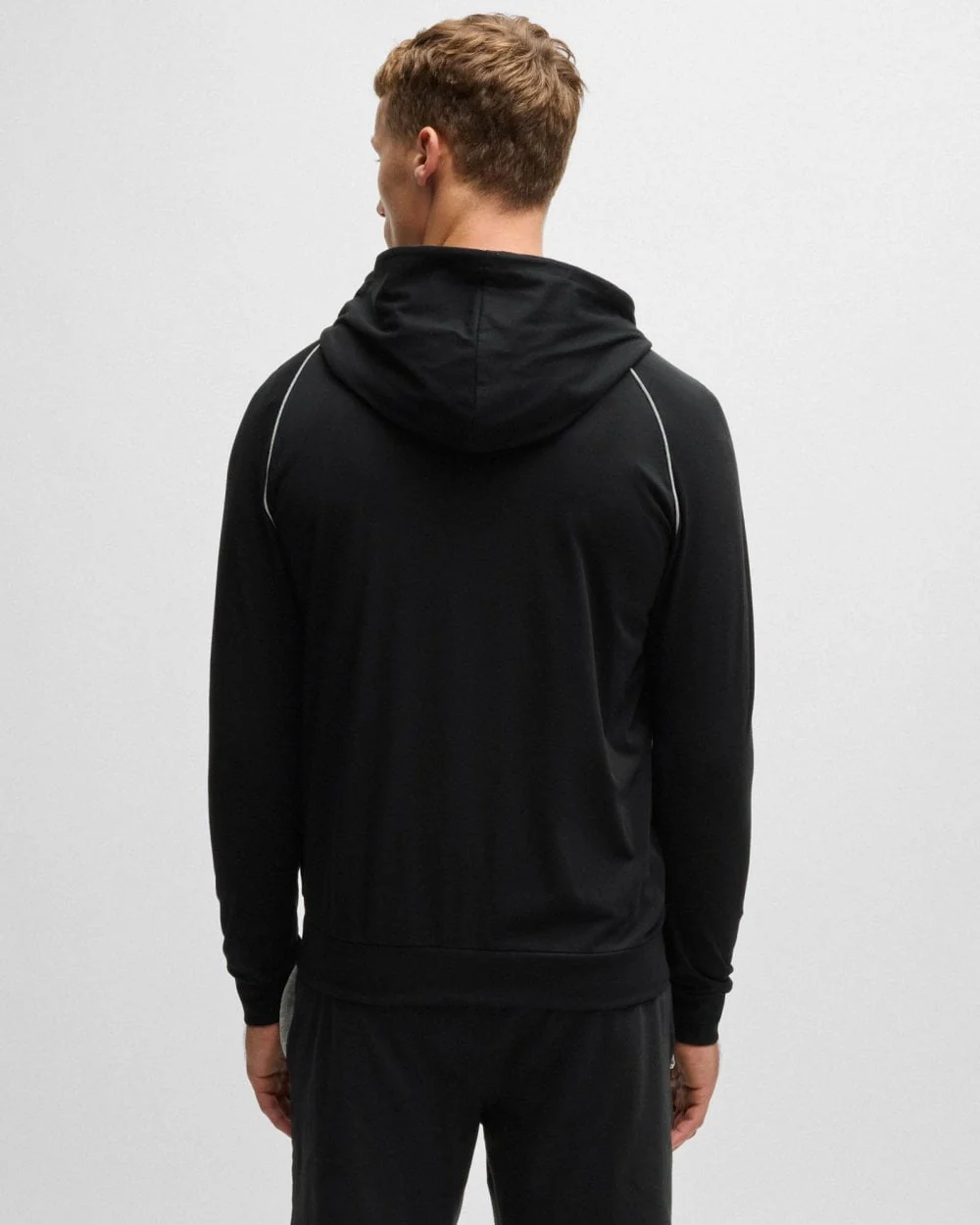 BOSS Orange Mix&Match Mens Stretch-Cotton Zip-Up Hoodie with Embroidered Logo - Black 001 - Image 4