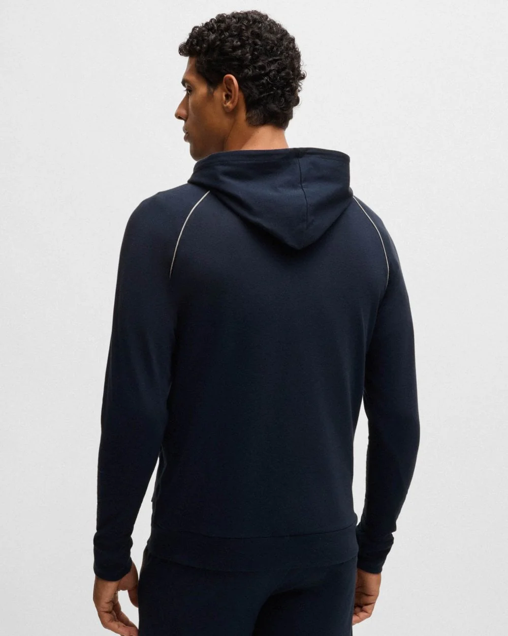 BOSS Orange Mix&Match Mens Stretch-Cotton Zip-Up Hoodie with Embroidered Logo - Dark Blue 403 - Image 4