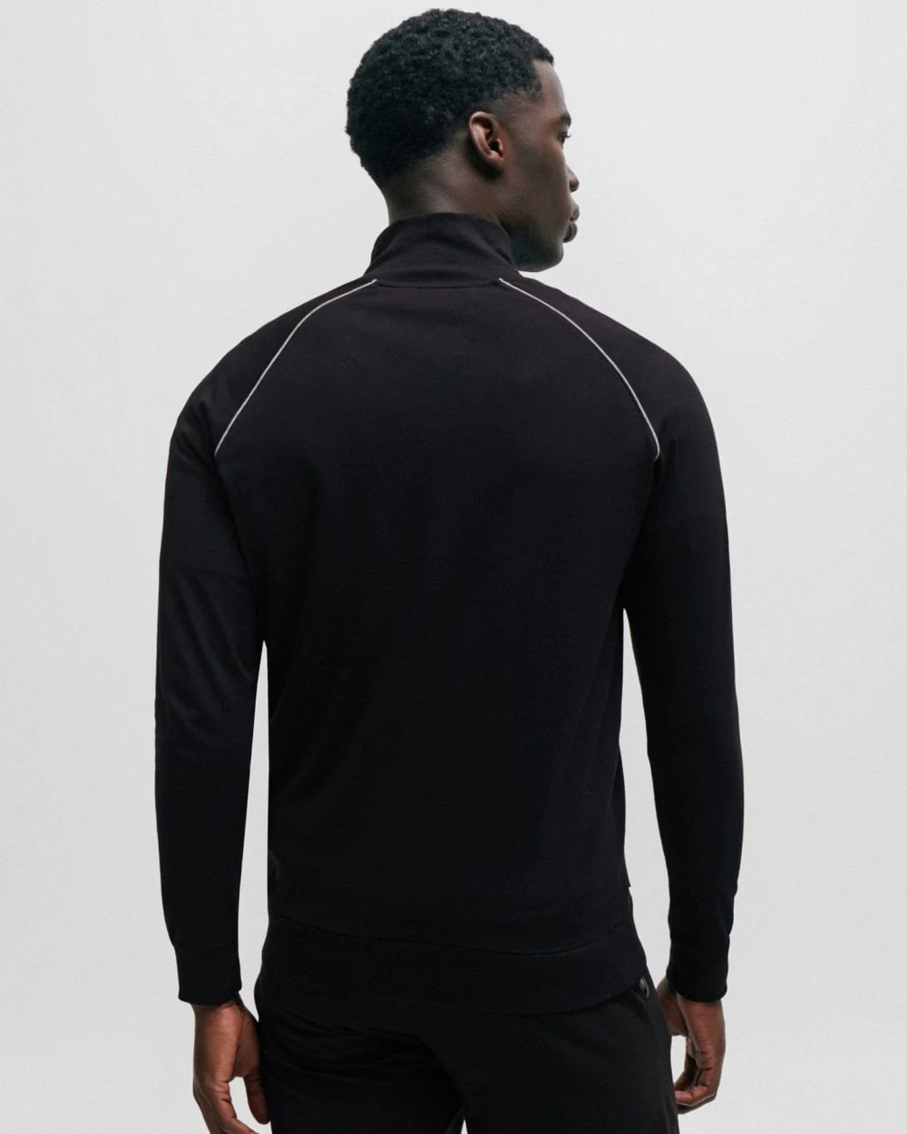 BOSS Orange Mix & Match Mens Stretch Cotton Zip-Up Jacket with Logo Detail NOS - Black 001 - Image 4