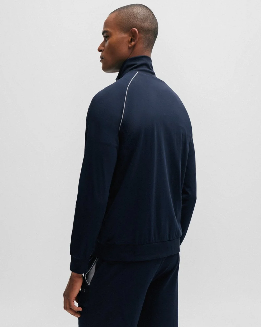 BOSS Orange Mix & Match Mens Stretch Cotton Zip-Up Jacket with Logo Detail NOS - Dark Blue 403 - Image 4