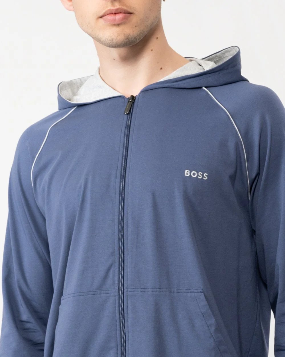 BOSS Orange Mix&Match Mens Full Zip Loungewear Hoodie in Stretch Cotton with Embroidered Logo - Image 3