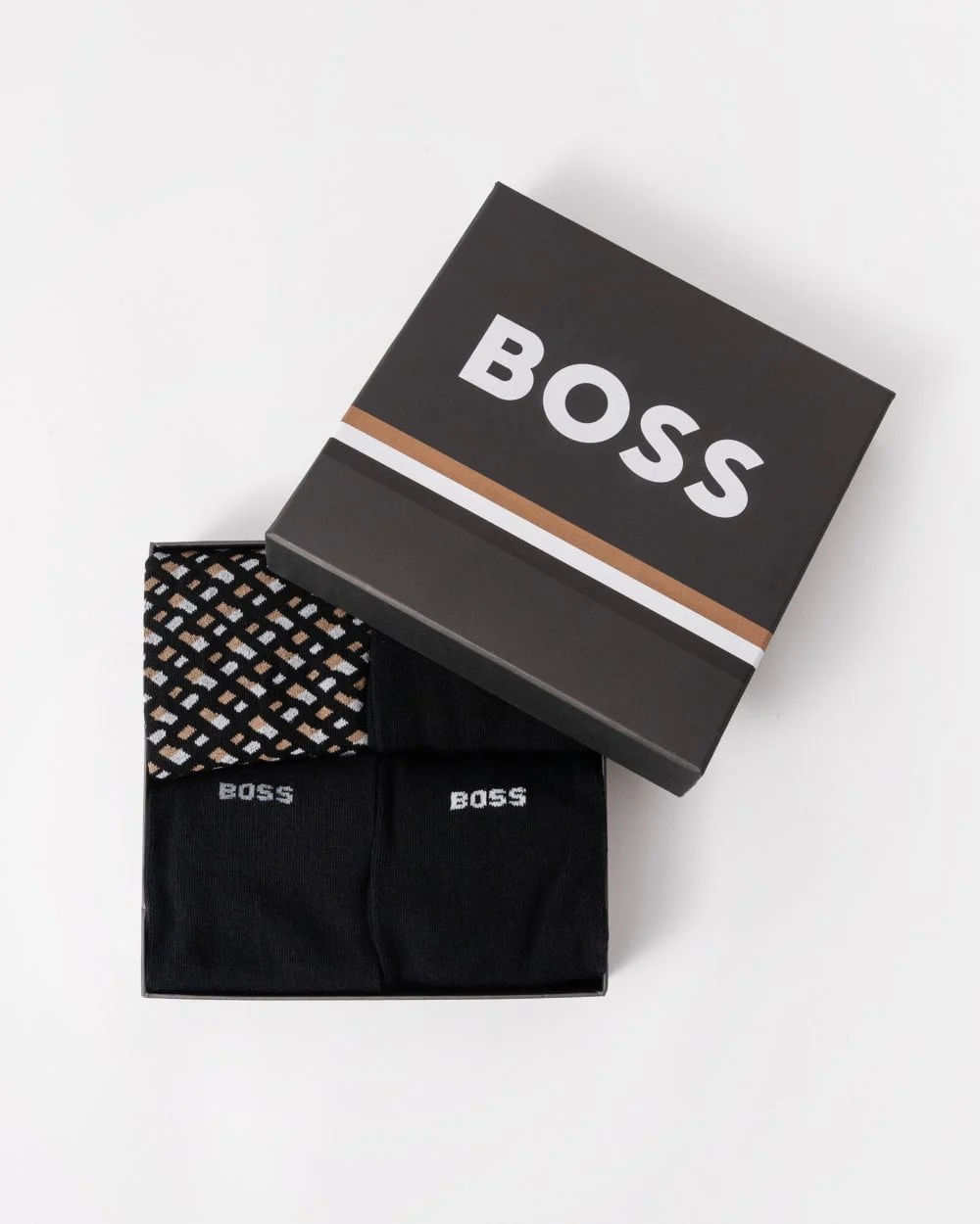 BOSS Orange Monogram 4-Pack Mens Socks Gift Set - Black 001
