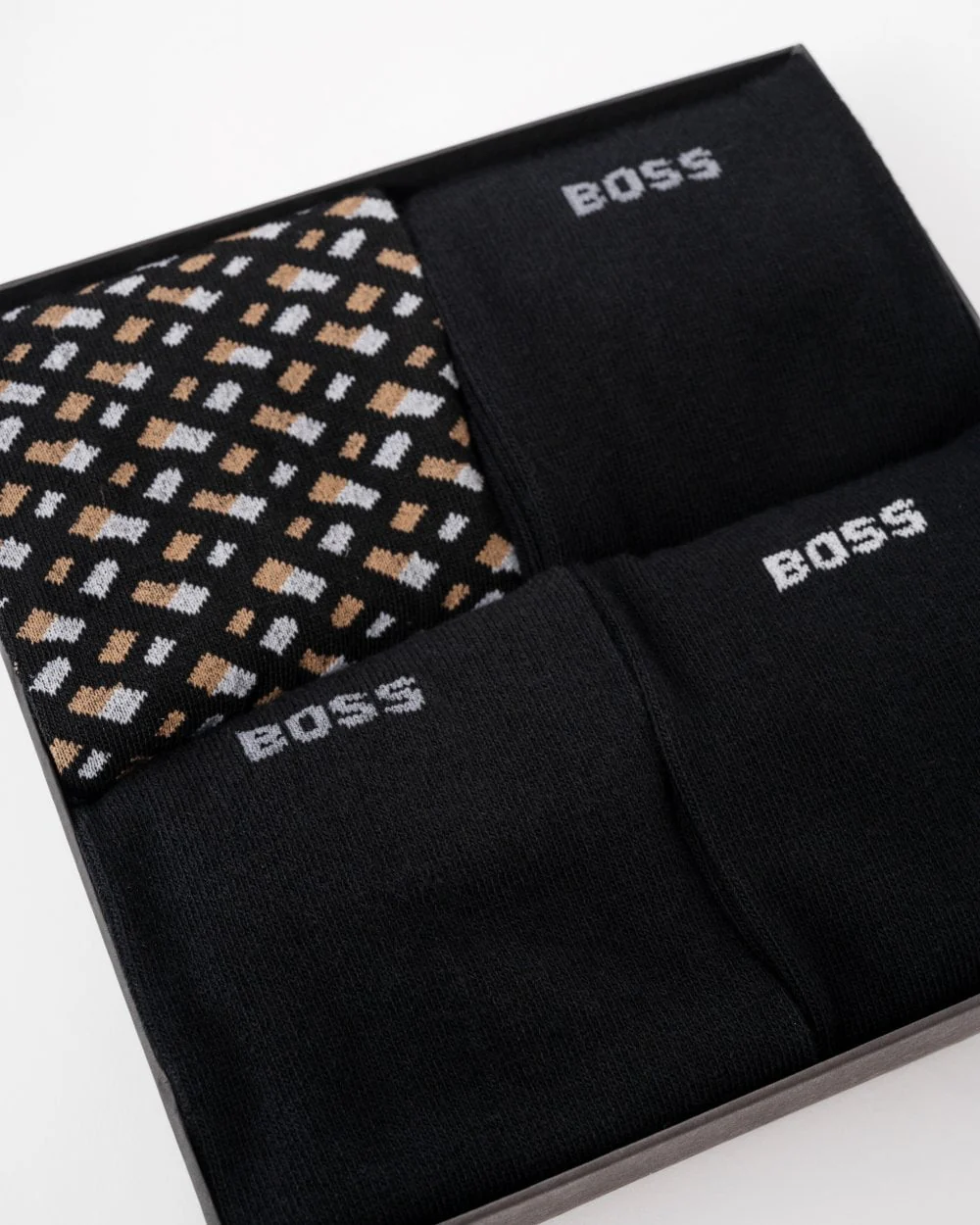 BOSS Orange Monogram 4-Pack Mens Socks Gift Set - Black 001 - Image 3