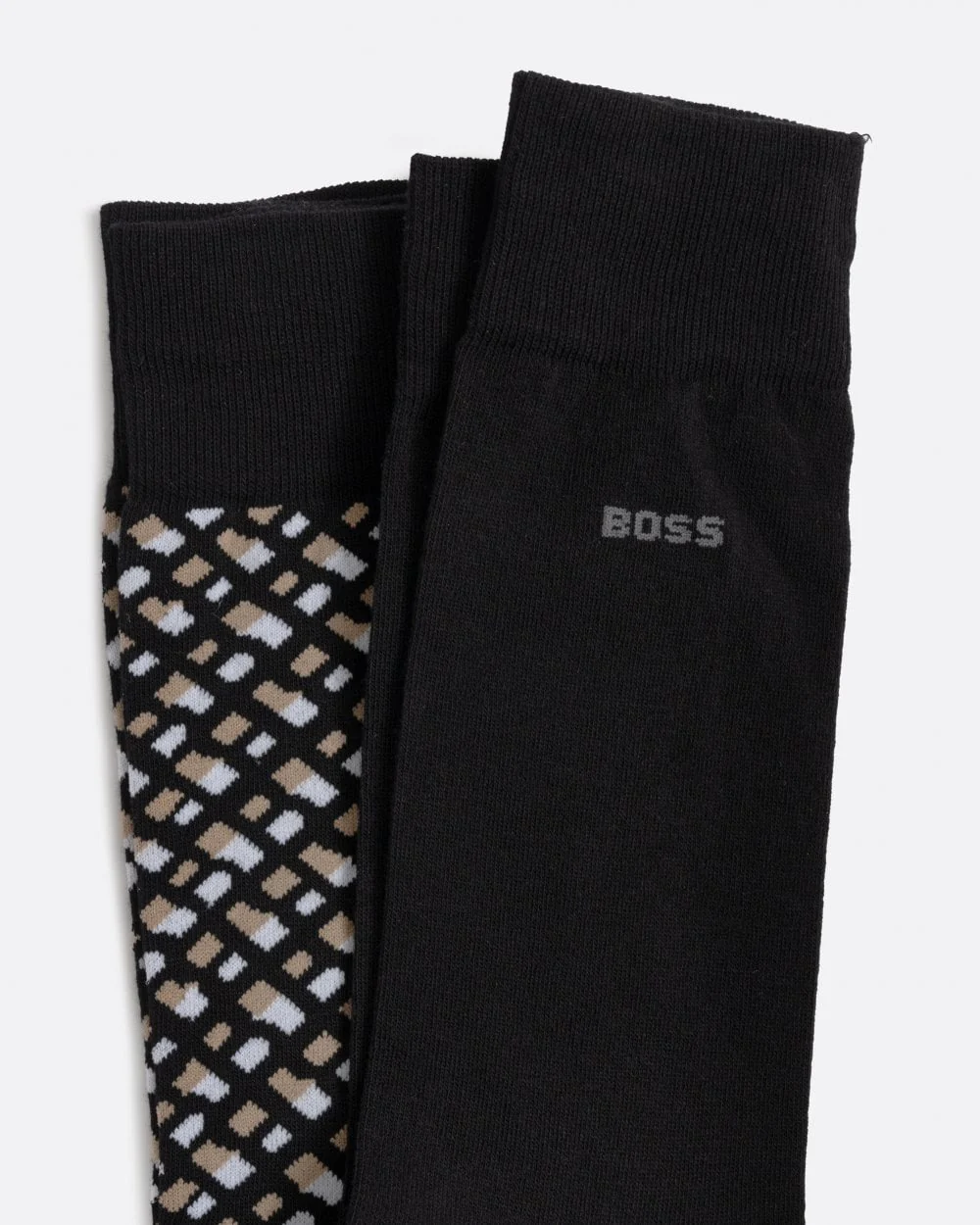 BOSS Orange Monogram Mens 2 Pack Regular Length Cotton Blend Socks - Black 001 - Image 2