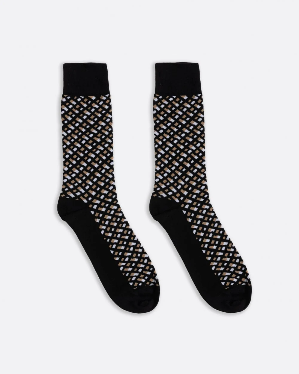 BOSS Orange Monogram Mens 2 Pack Regular Length Cotton Blend Socks - Black 001 - Image 4