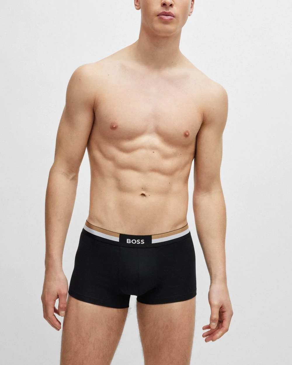 BOSS Orange Motion Mens 3 Pack Cotton-Blend Trunks with Signature Waistbands - Image 4