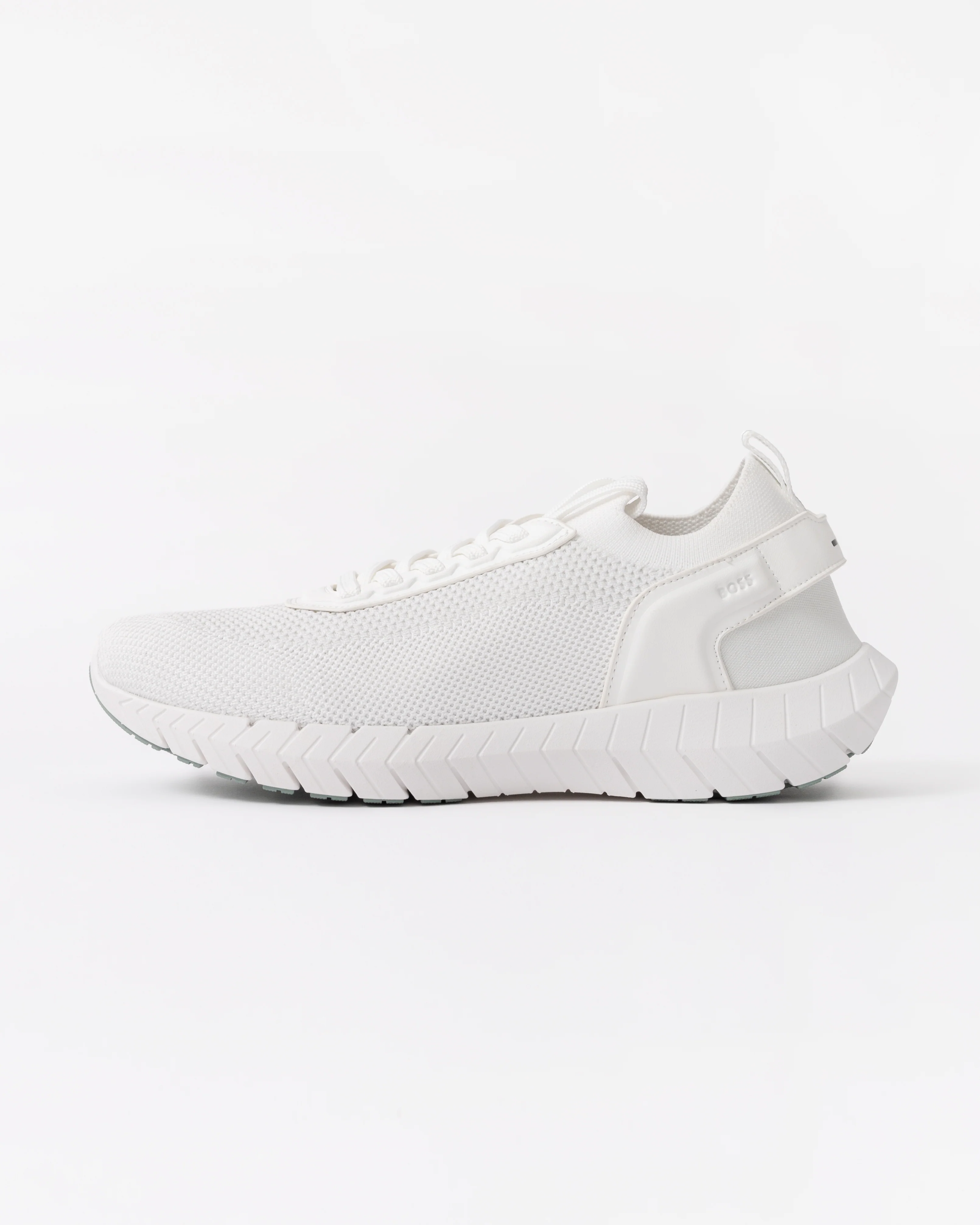 BOSS Orange Motion Mens Sock Trainers With Knitted Uppers - Open White 121 - Image 2