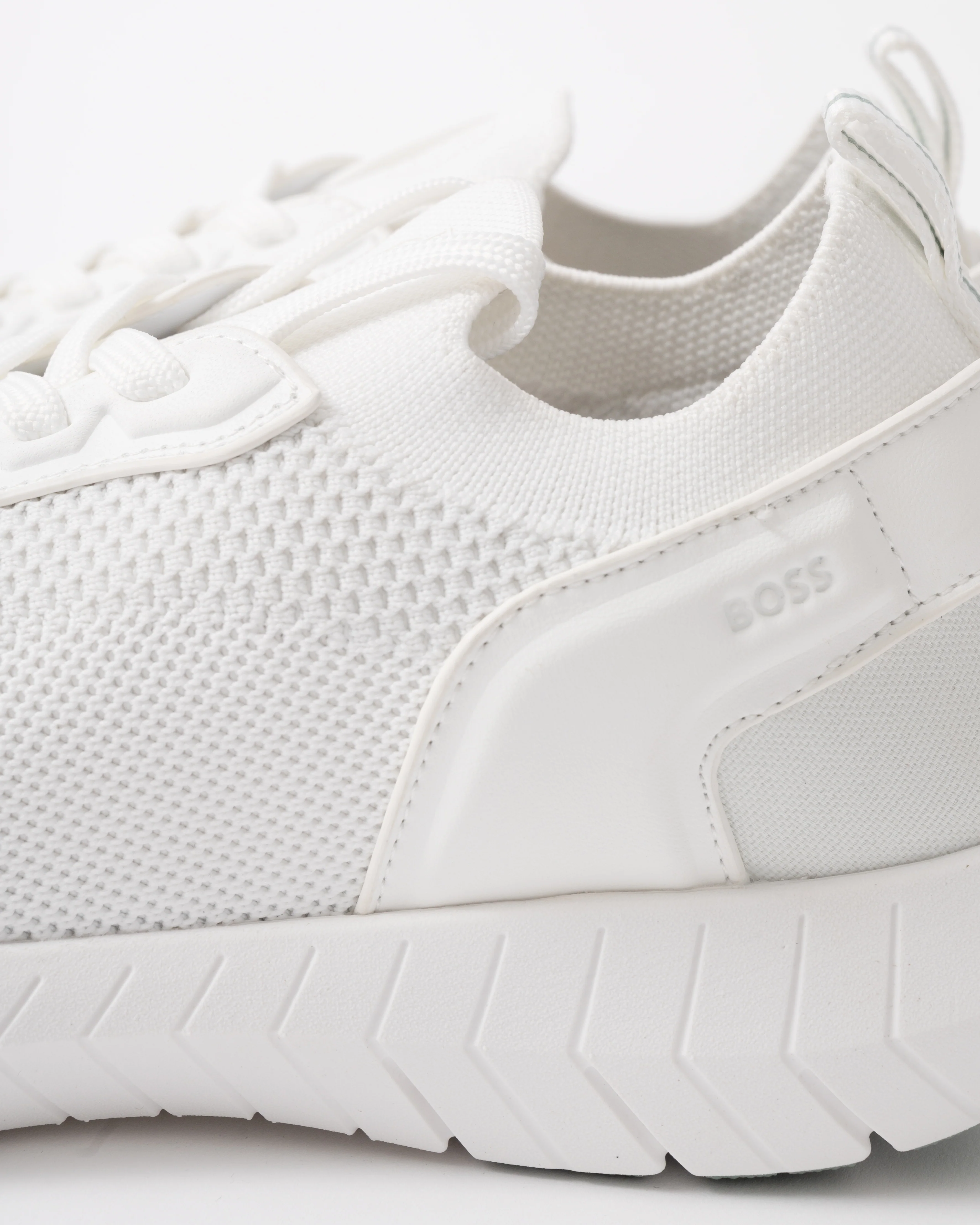 BOSS Orange Motion Mens Sock Trainers With Knitted Uppers - Open White 121 - Image 5