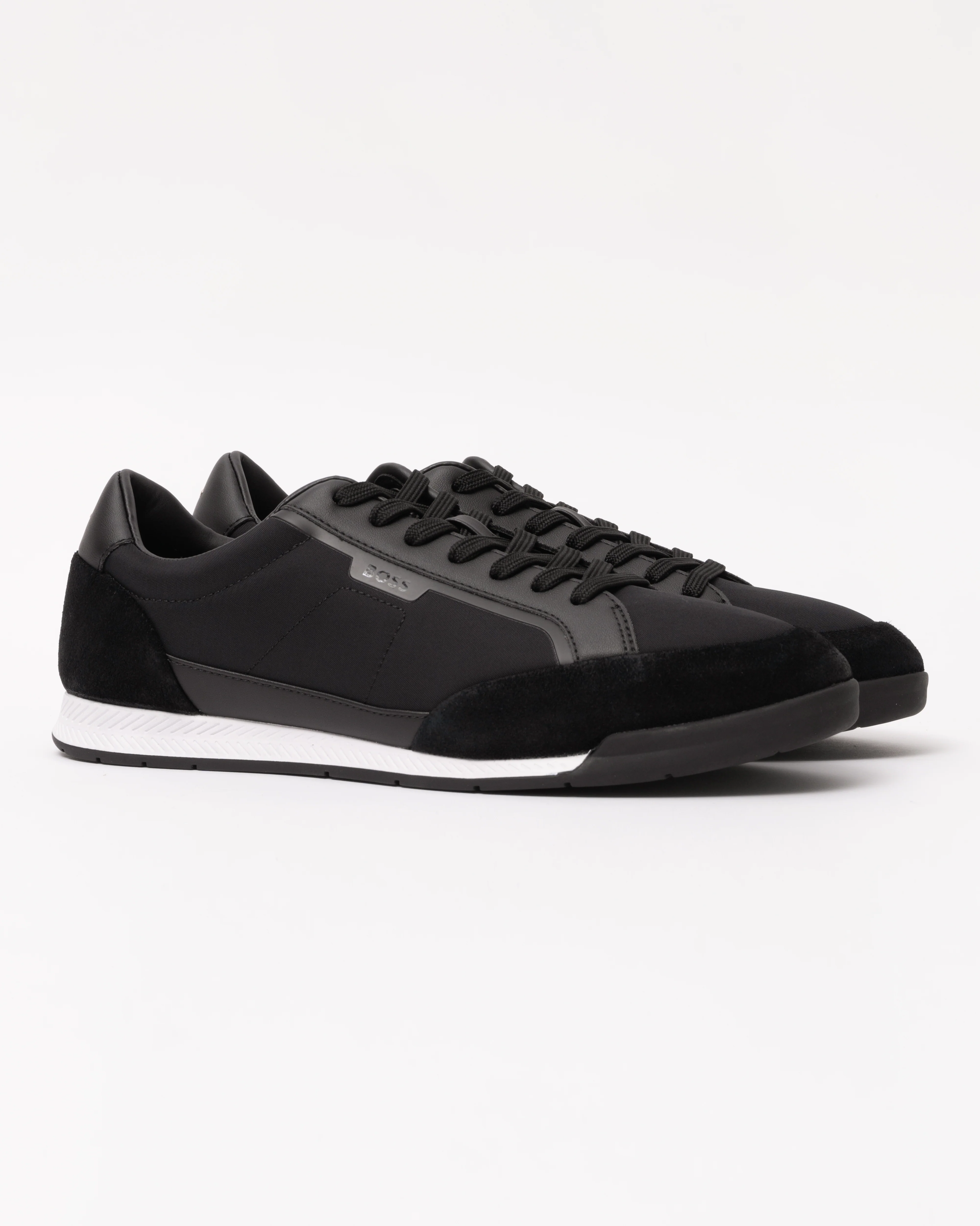 BOSS Orange Nitan Mens Low-top trainers with suede and faux leather - Black 001 - Image 3