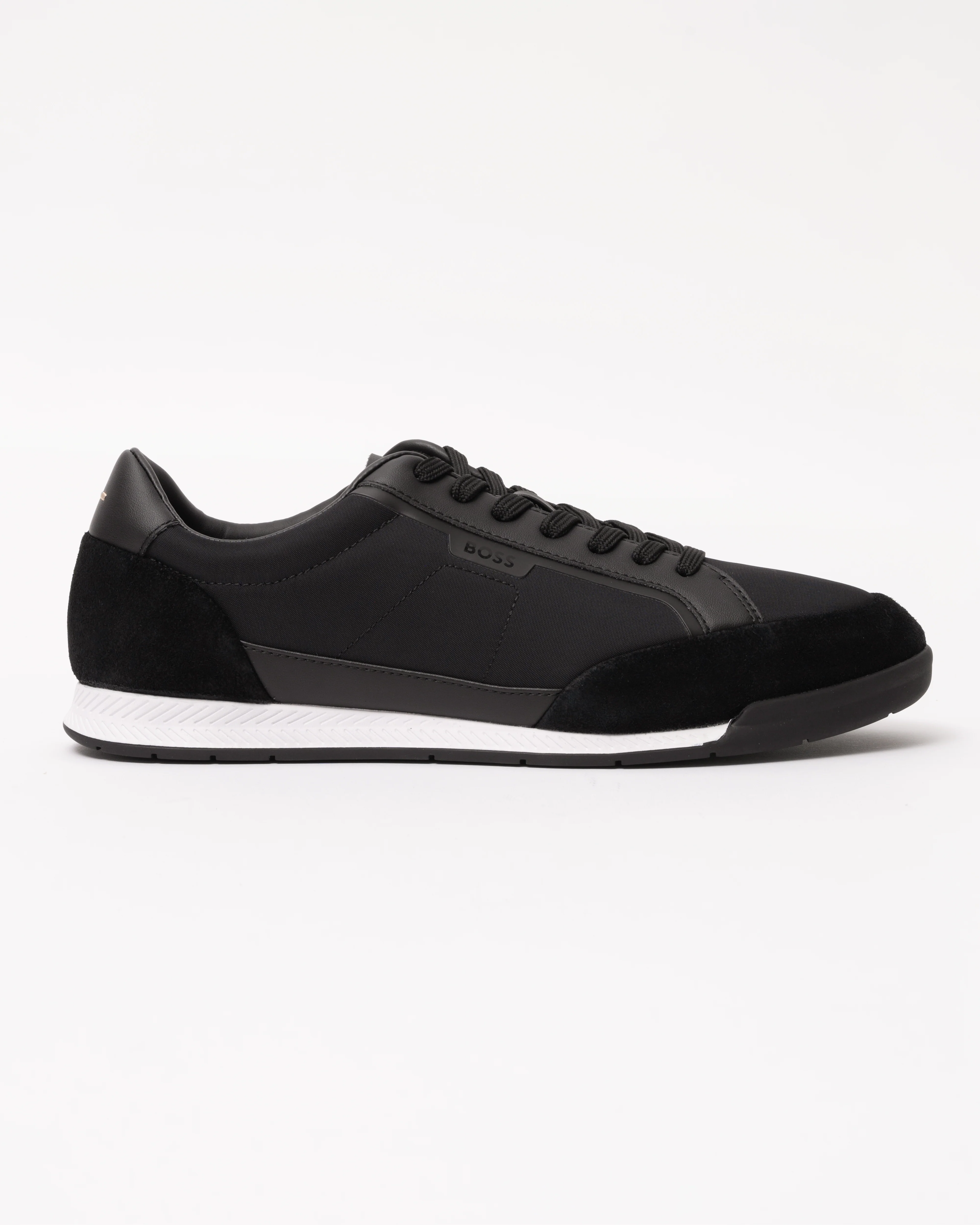 BOSS Orange Nitan Mens Low-top trainers with suede and faux leather - Black 001 - Image 4