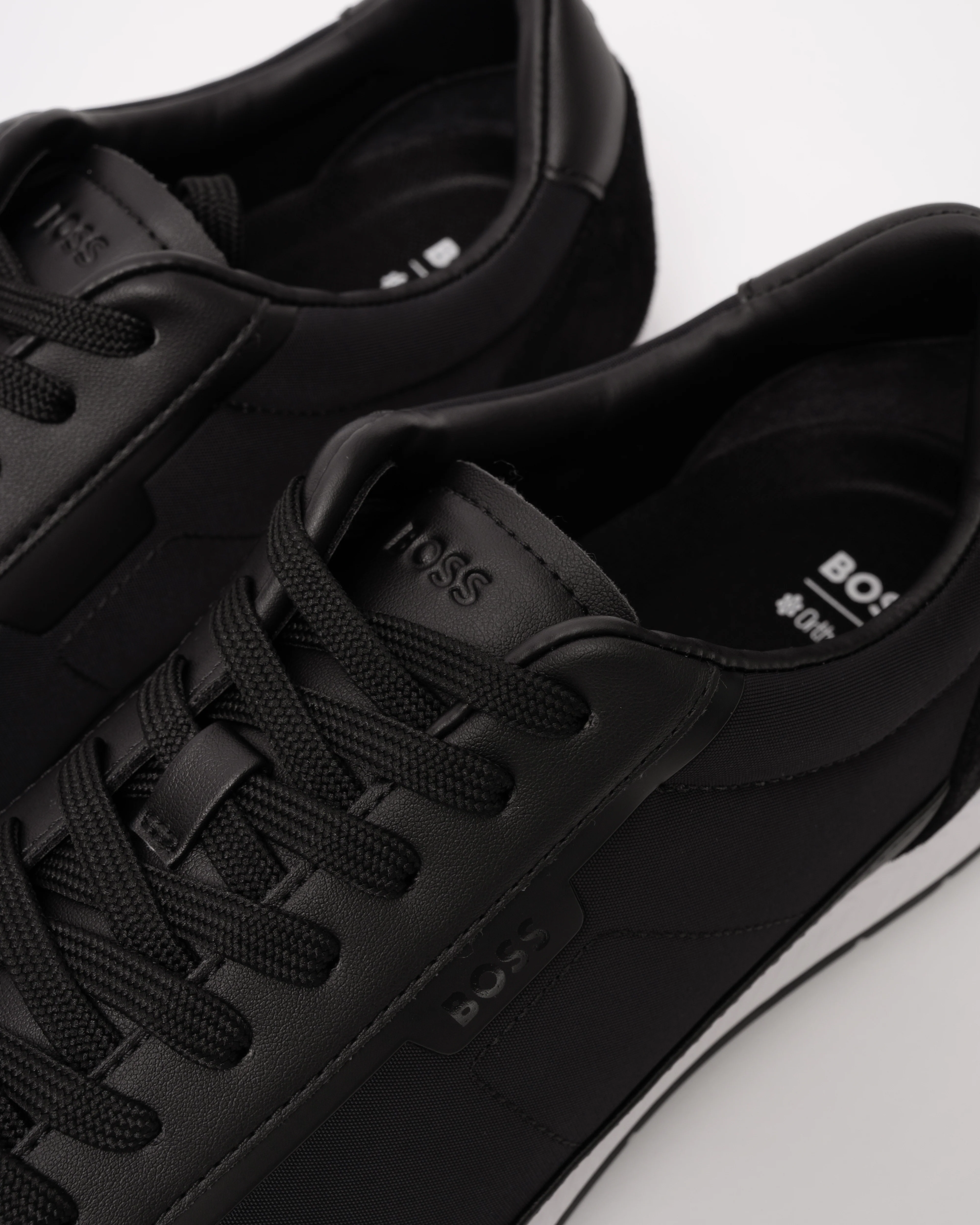 BOSS Orange Nitan Mens Low-top trainers with suede and faux leather - Black 001 - Image 6