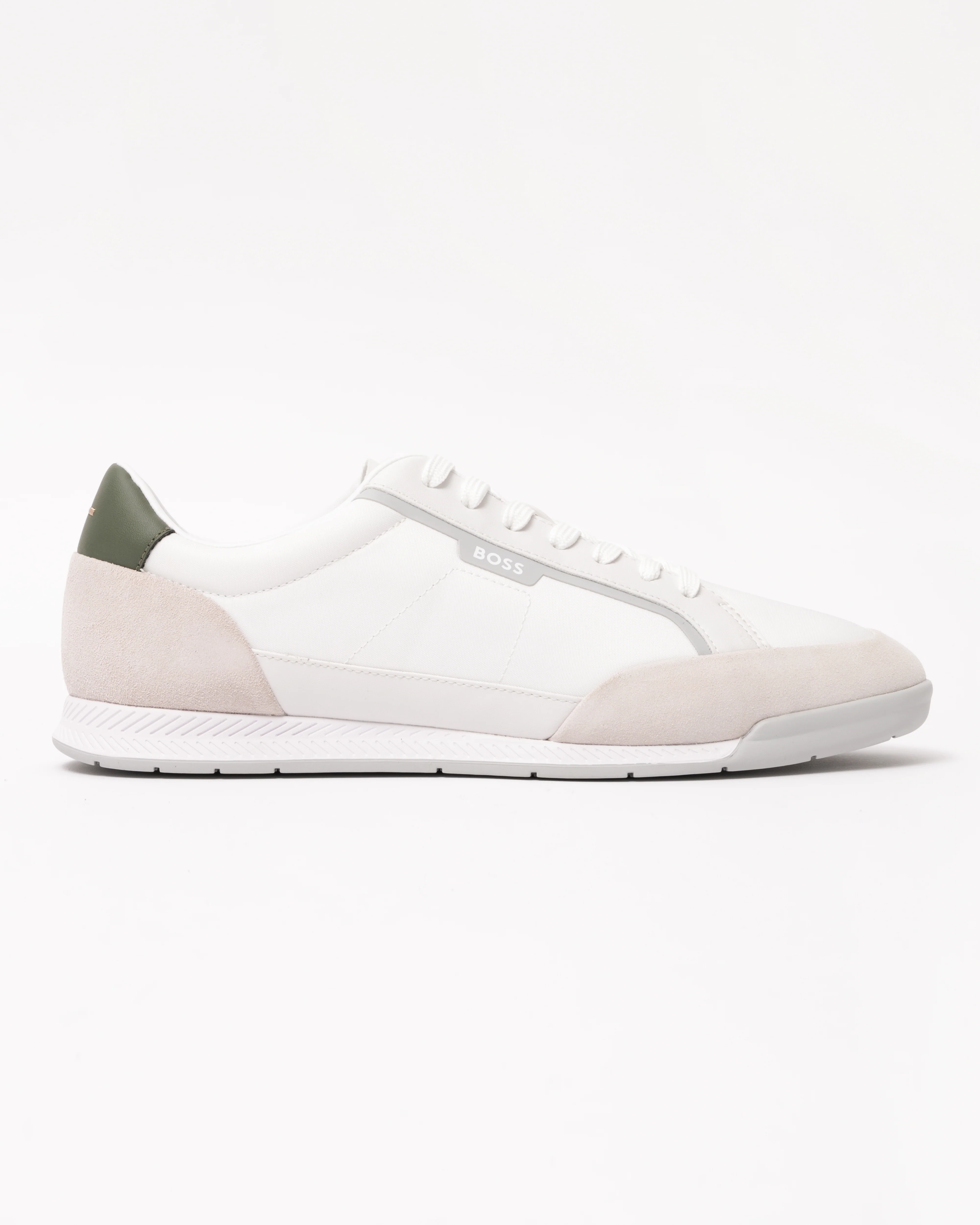 BOSS Orange Nitan Mens Low-top trainers with suede and faux leather - Open White 143 - Image 4