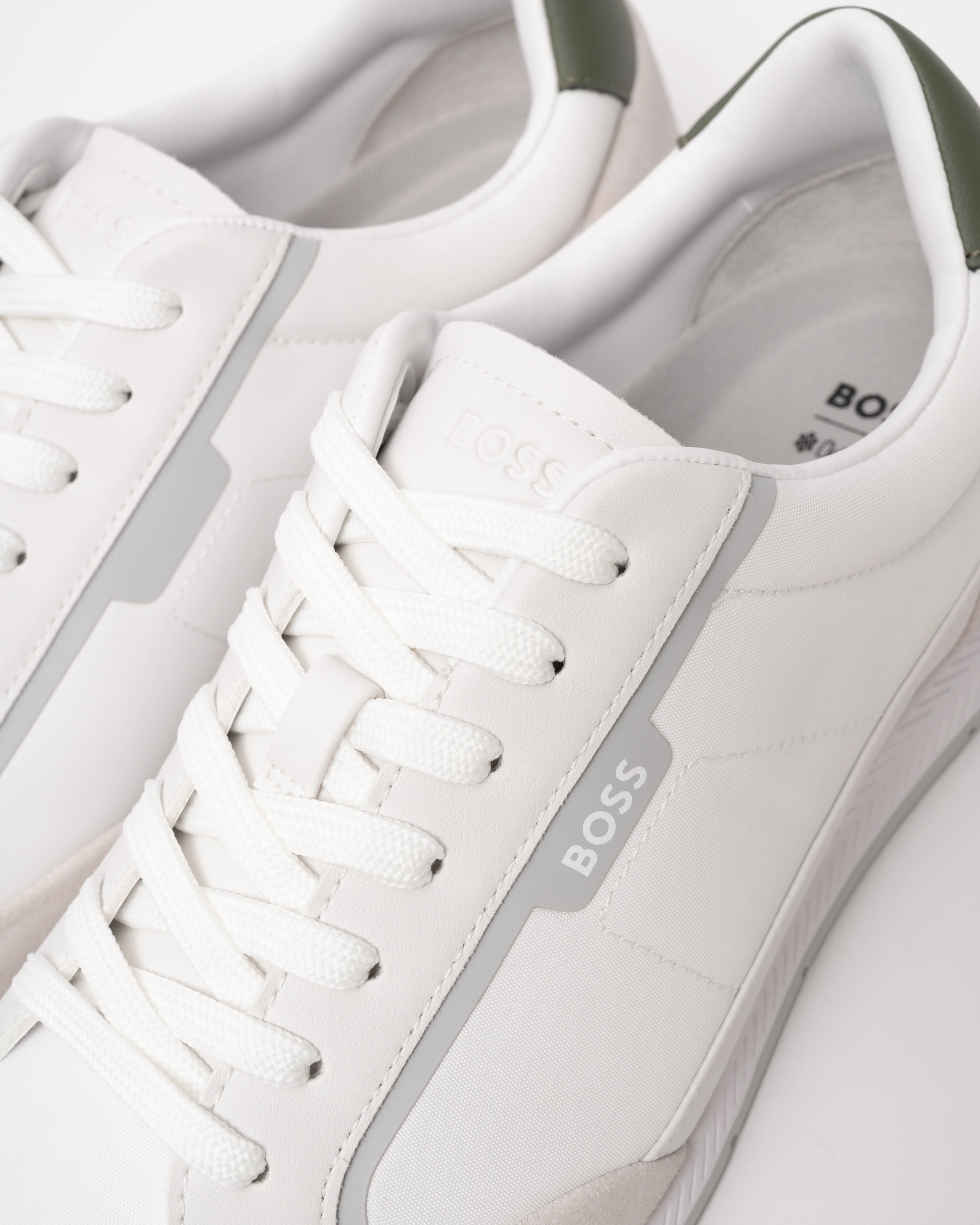 BOSS Orange Nitan Mens Low-top trainers with suede and faux leather - Open White 143 - Image 6