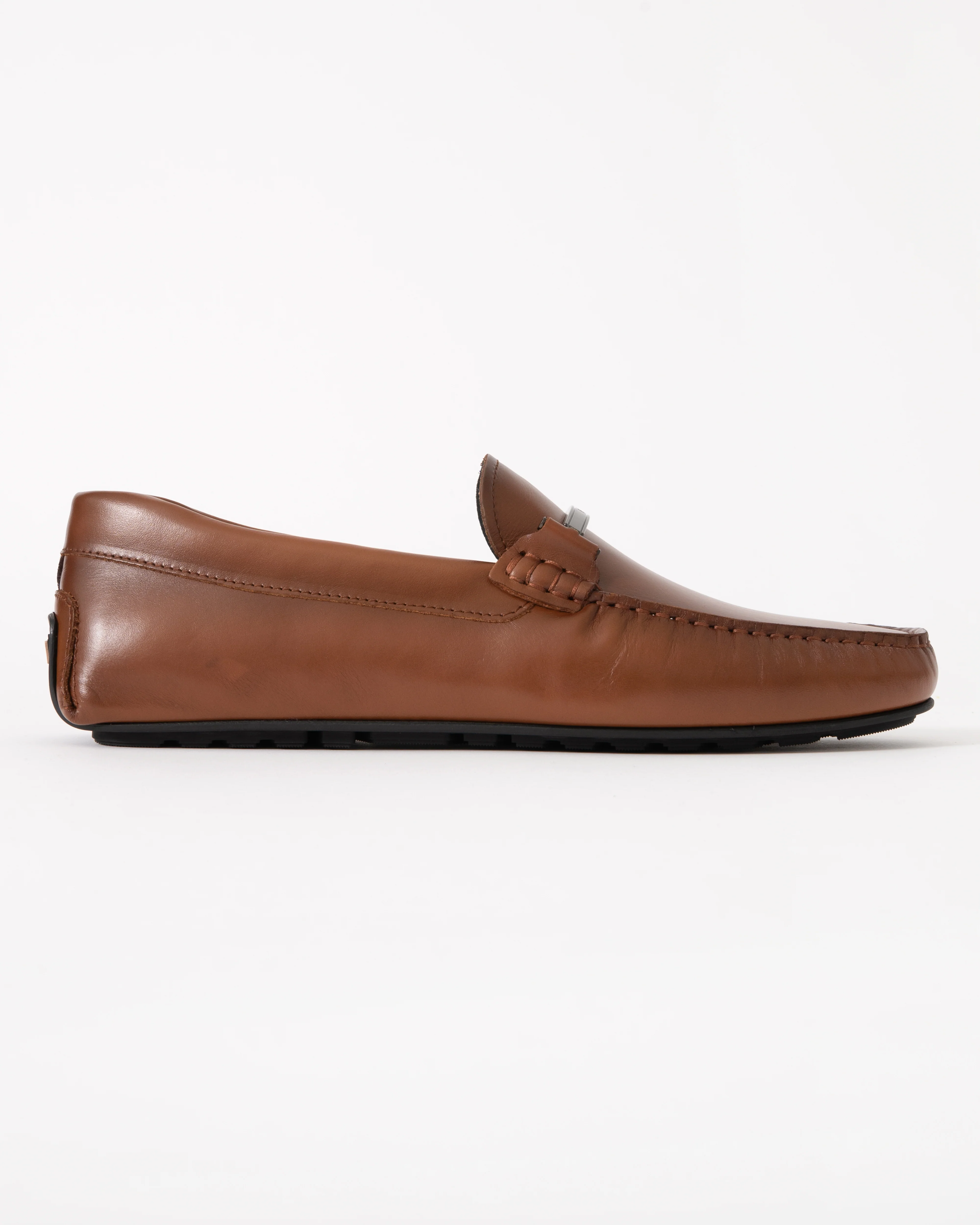 BOSS Orange Noel Mens Leather Loafers with Branded Hardware - Medium Brown 210 - Image 4