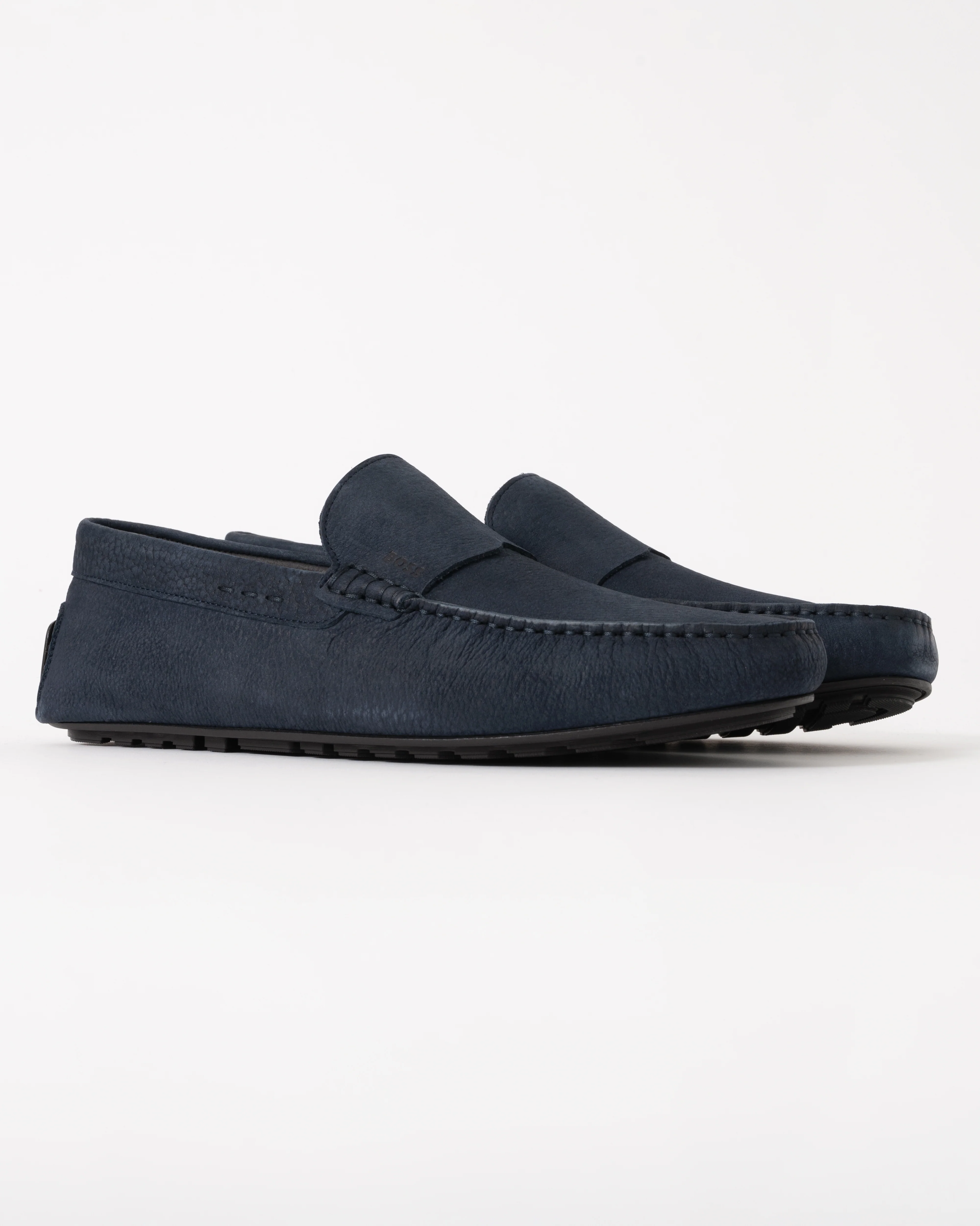 BOSS Orange Noel Mens Nubuck-Leather Loafers with Driver Sole - Dark Blue 402 - Image 3
