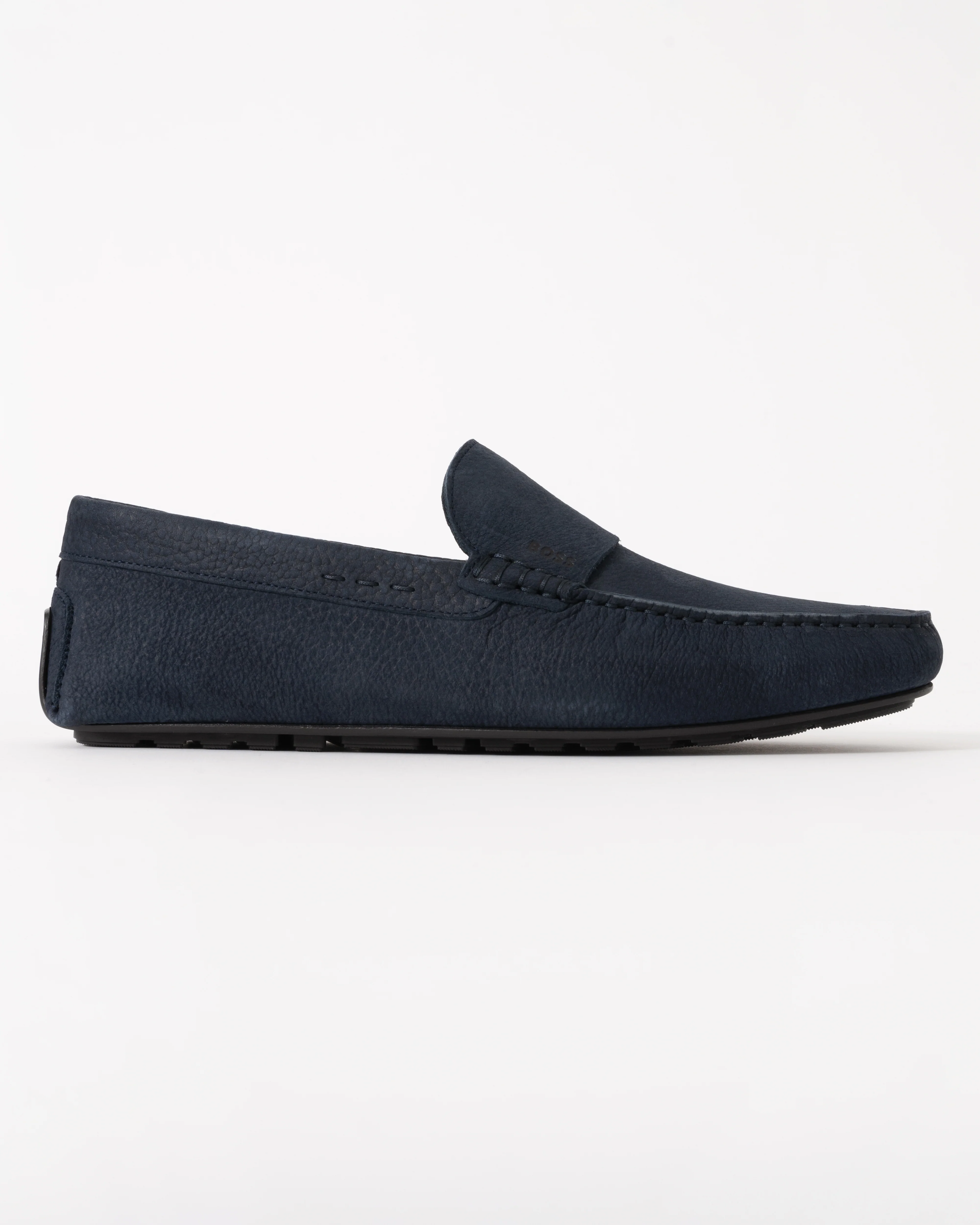 BOSS Orange Noel Mens Nubuck-Leather Loafers with Driver Sole - Dark Blue 402 - Image 4